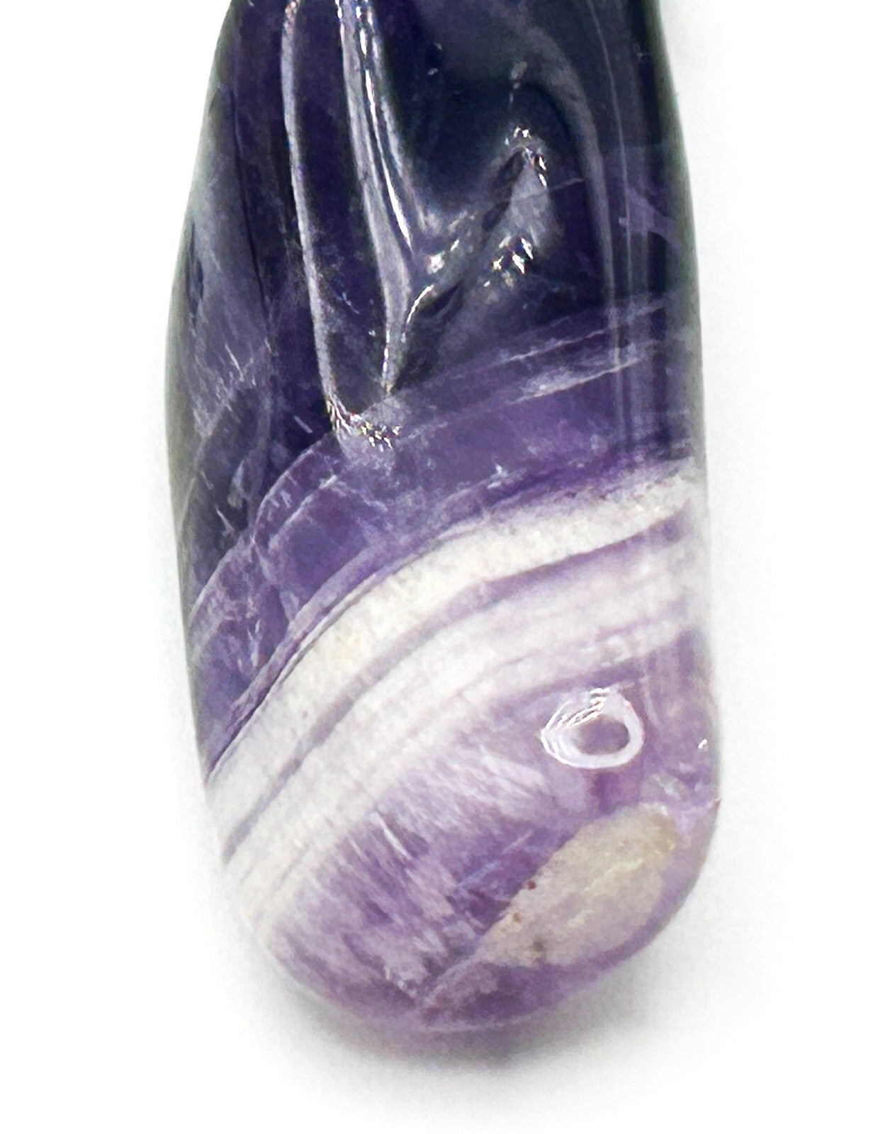 Banded Amethyst Pendant Necklace on Silver Tone Chain