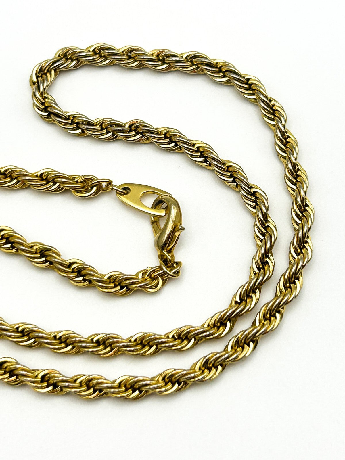 Gold Tone Rope Chain Necklace 18” Twisted Chain Minimal Classic Everyday