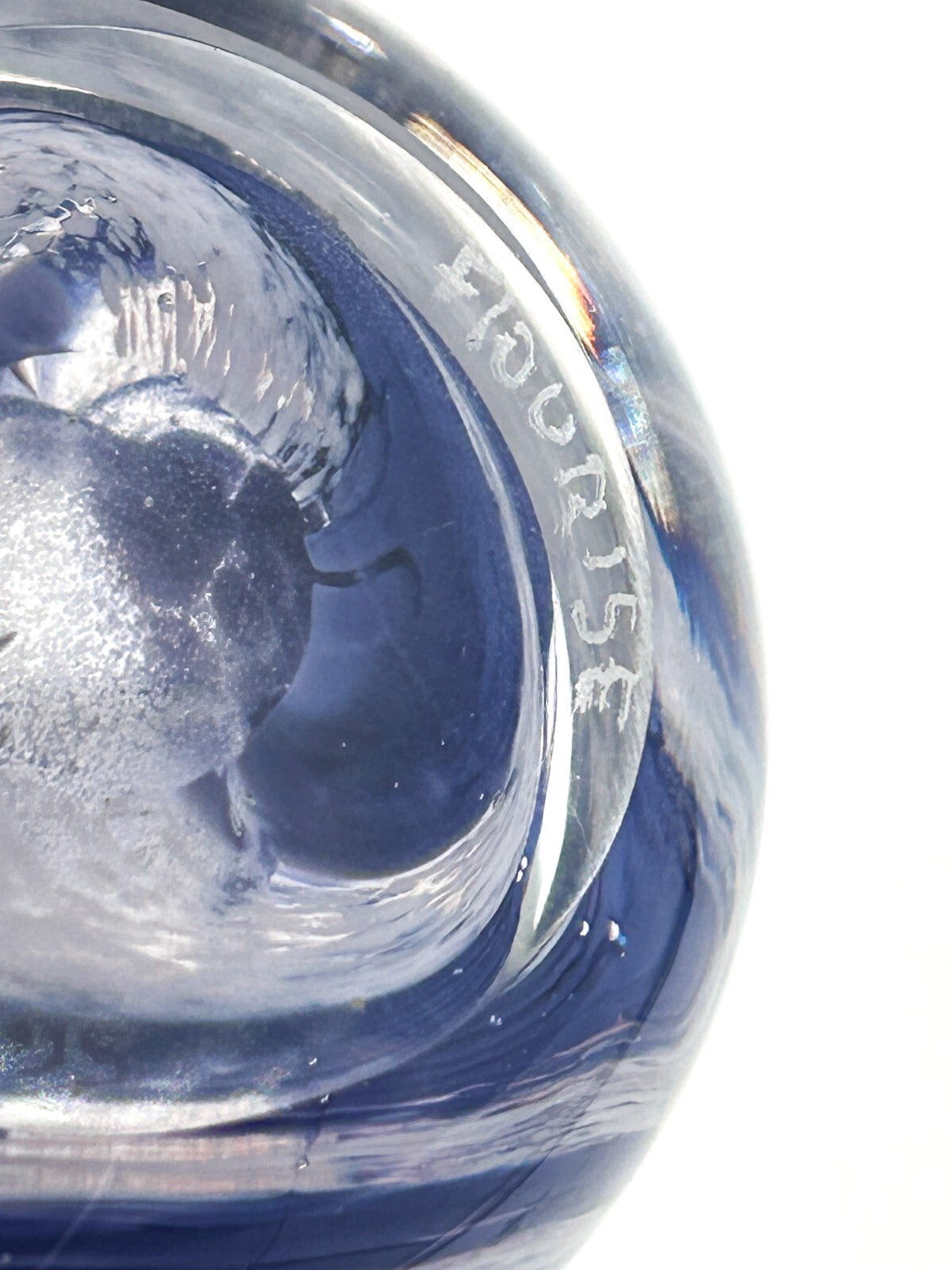Vintage 1999 Signed SGL Blue Swirl 'Flourise' Paperweight Art Glass