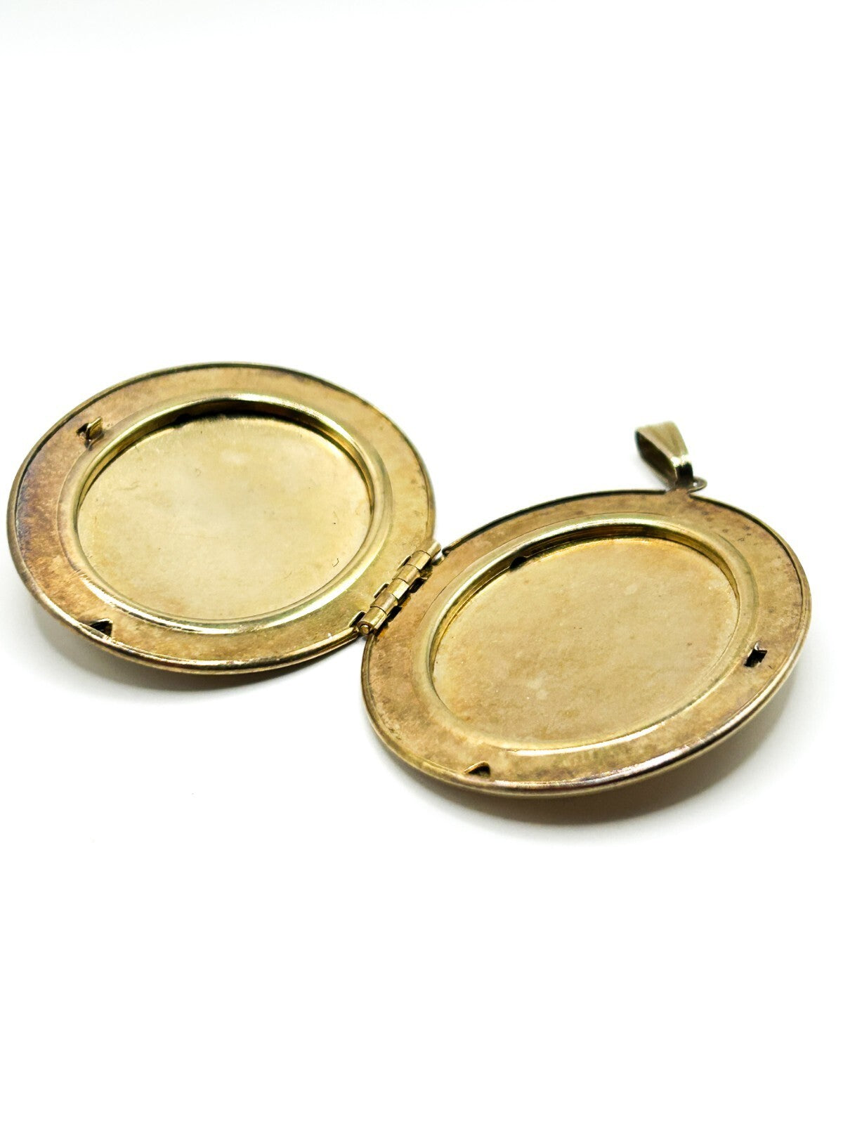 Vintage Gold Tone Oval Photo Locket Pendant Large Etched Starburst 6cm