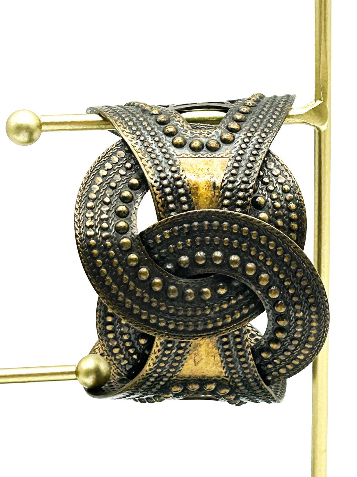 Boho Knot Cuff Bracelet Wide Gold Tone Openwork Statement