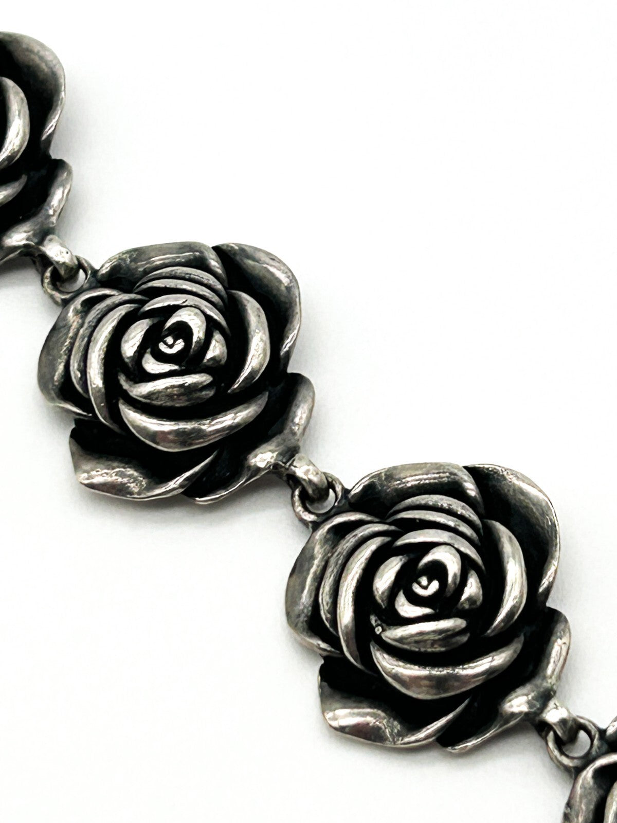 Miglio Silver Plated Rose Link Bracelet Statement Floral Bracelet