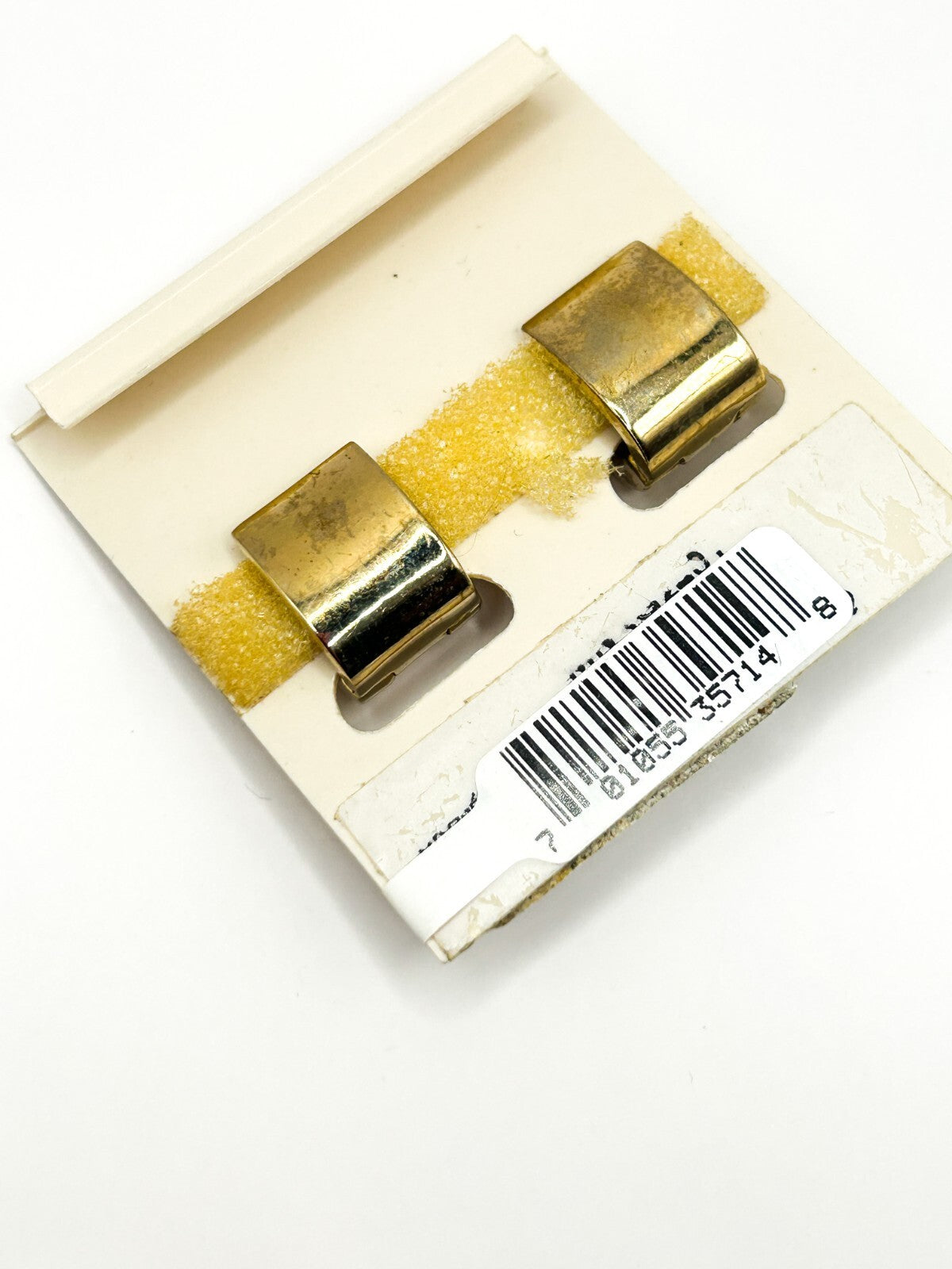 Vintage Monet Gold Tone Baguette Rhinestone Magnetic Earrings Original Card