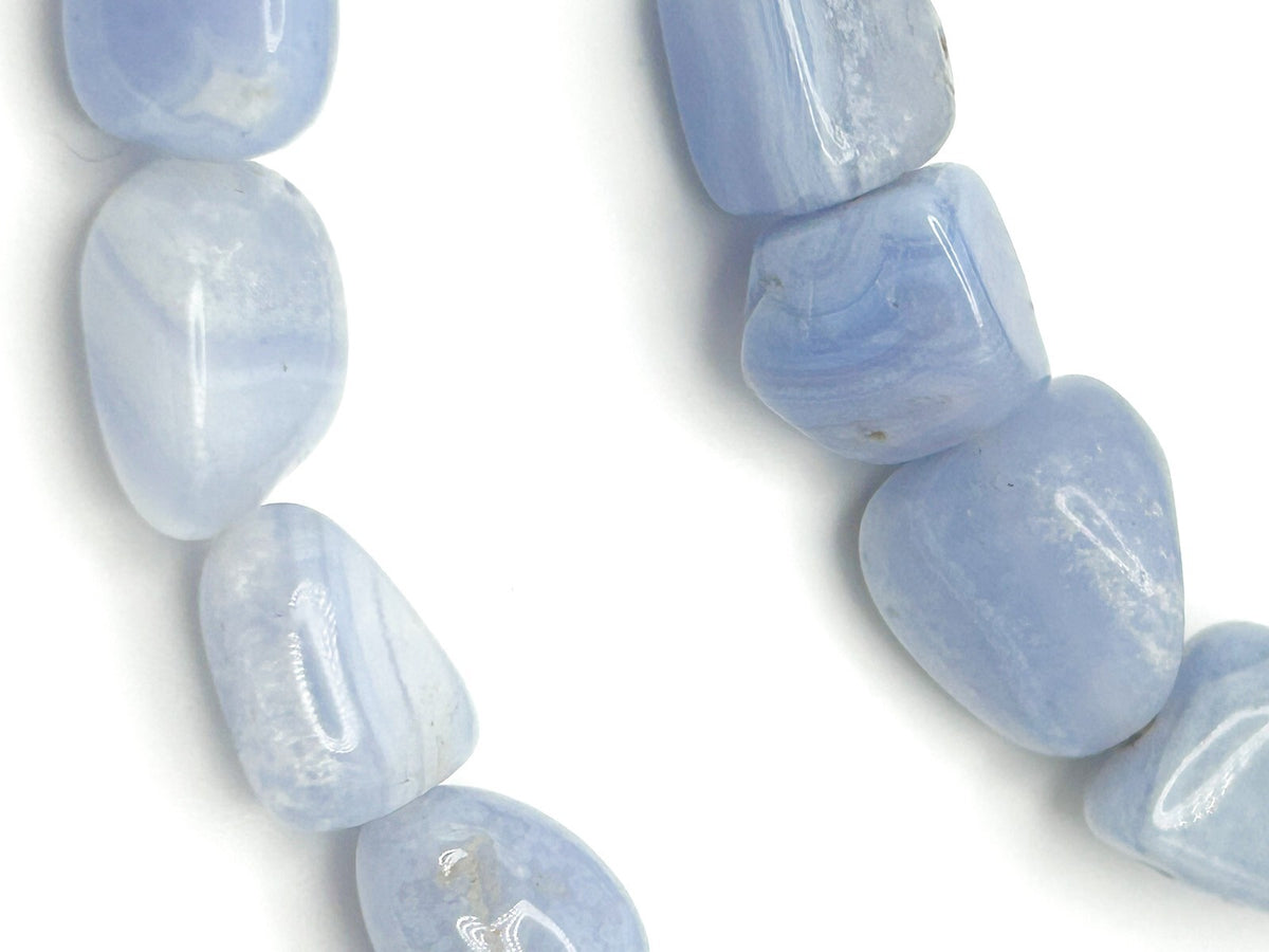 Blue Lace Agate Necklace & Bracelet Set - Semi Precious Gemstone Naturals Boho