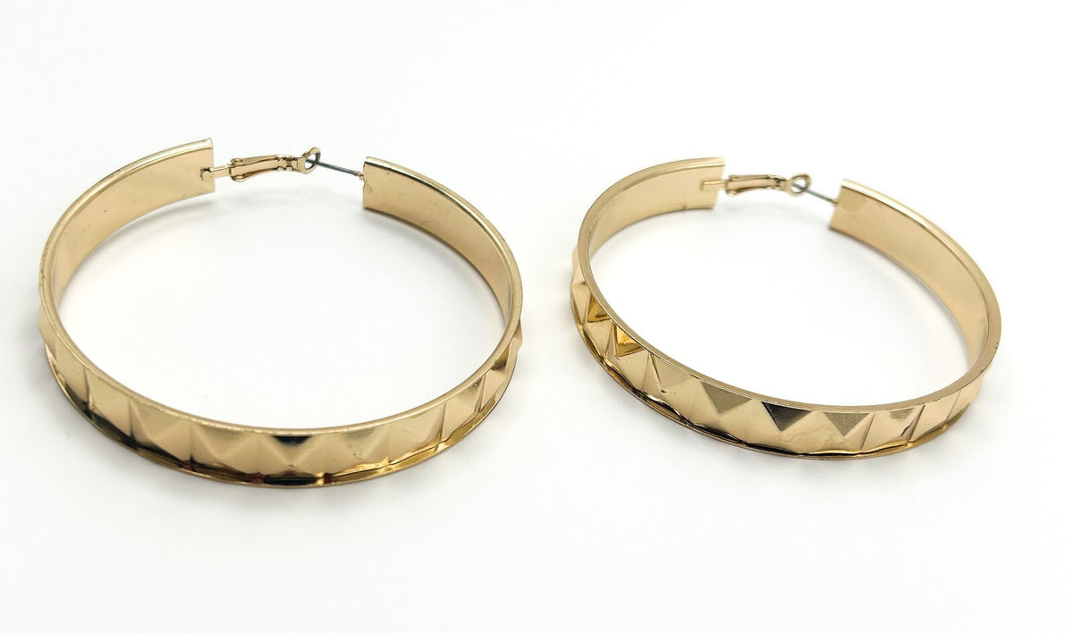 4X Bundle Vintage Oversized Lightweight Gold & Silver Tone Large Hoop Earrings