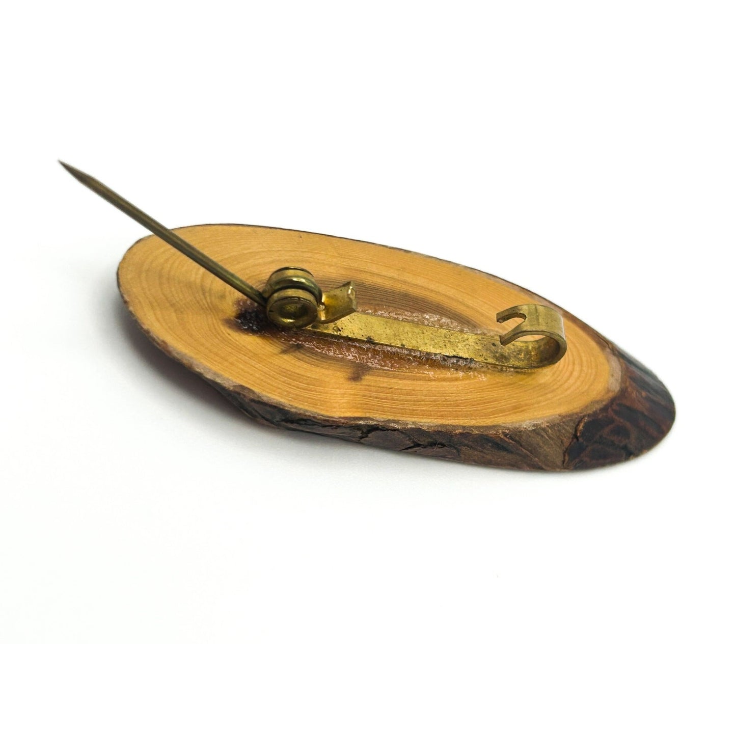 Wood Brooch Duo - Carved Leaf and Smooth Knot Slice