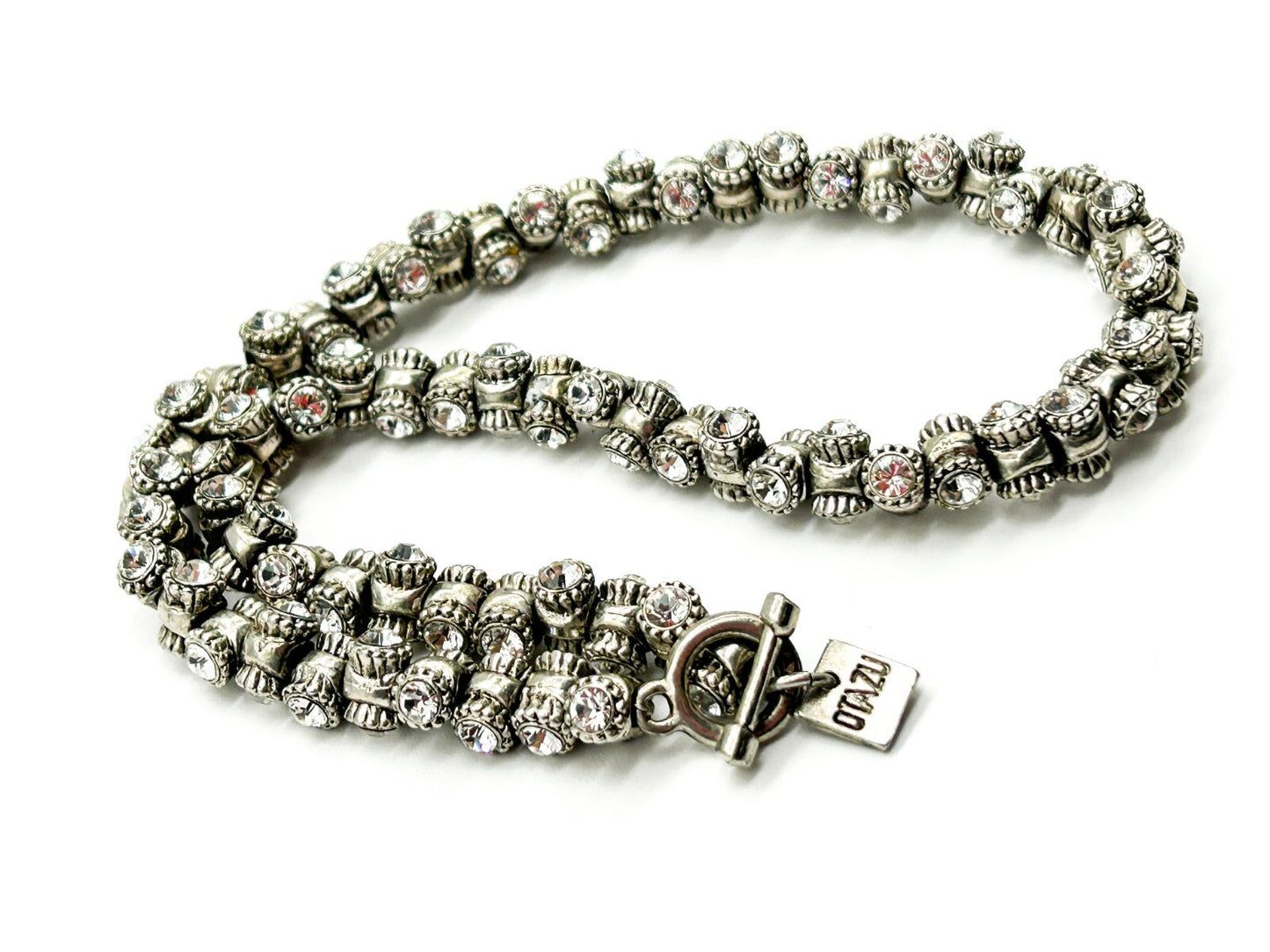 Roderigo Otazu Swarovski Crystal Silver Tone Barrel Choker Statement Necklace