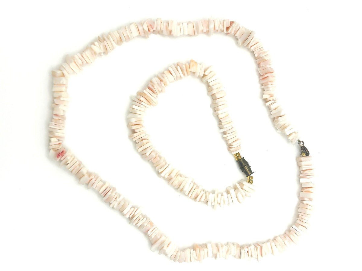 Vintage Pale Pink Shell Chip Necklace & Bracelet - Beach Sea Boho Surf