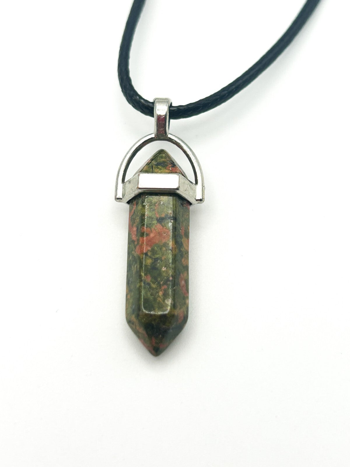 Gemstone Pendant Cord Necklace Bundle Tiger Eye, Unakite & Amber Pendant