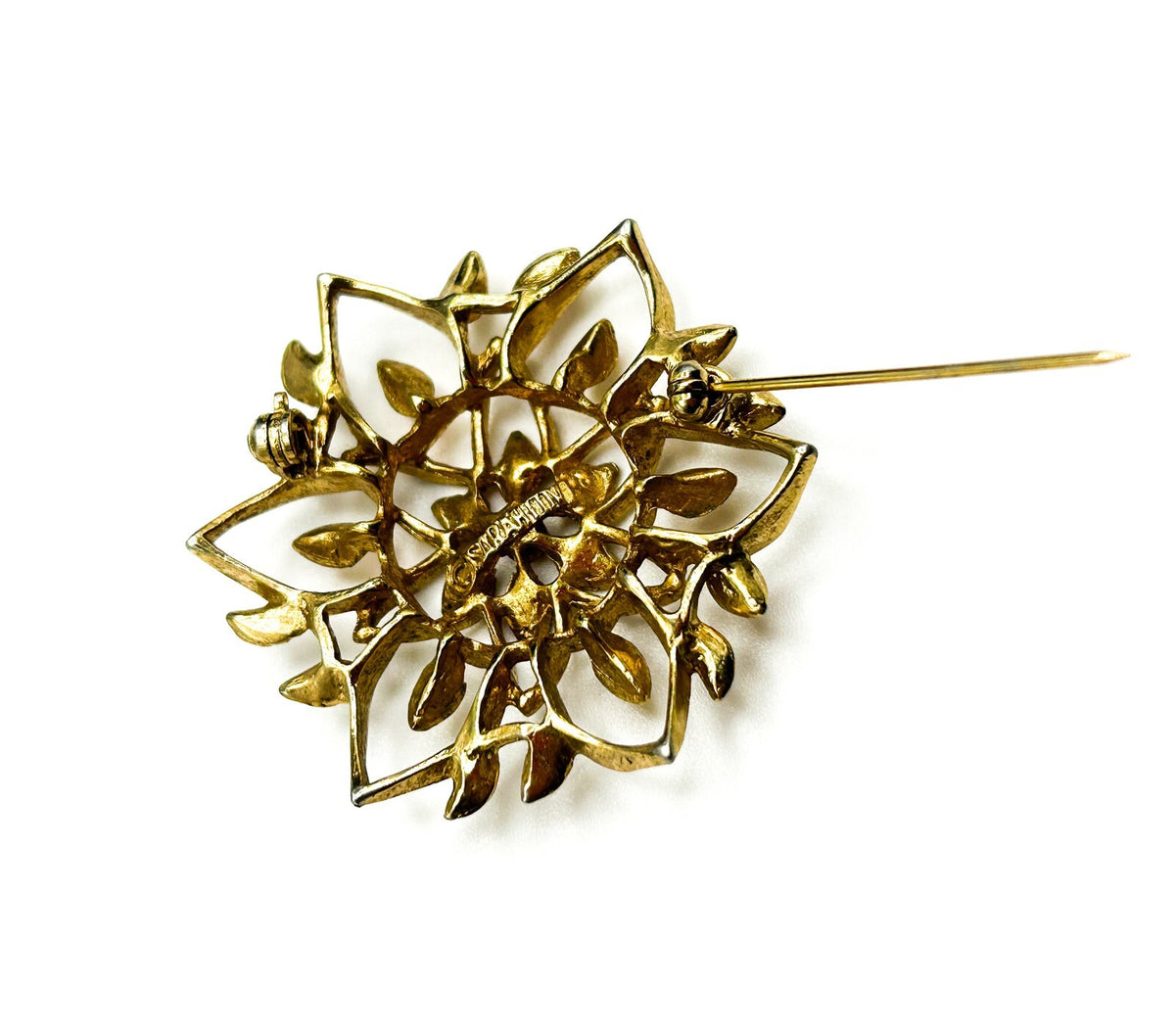 Vintage Signed Sarah Coventry Floral Filigree Brooch [SARAHCOV]