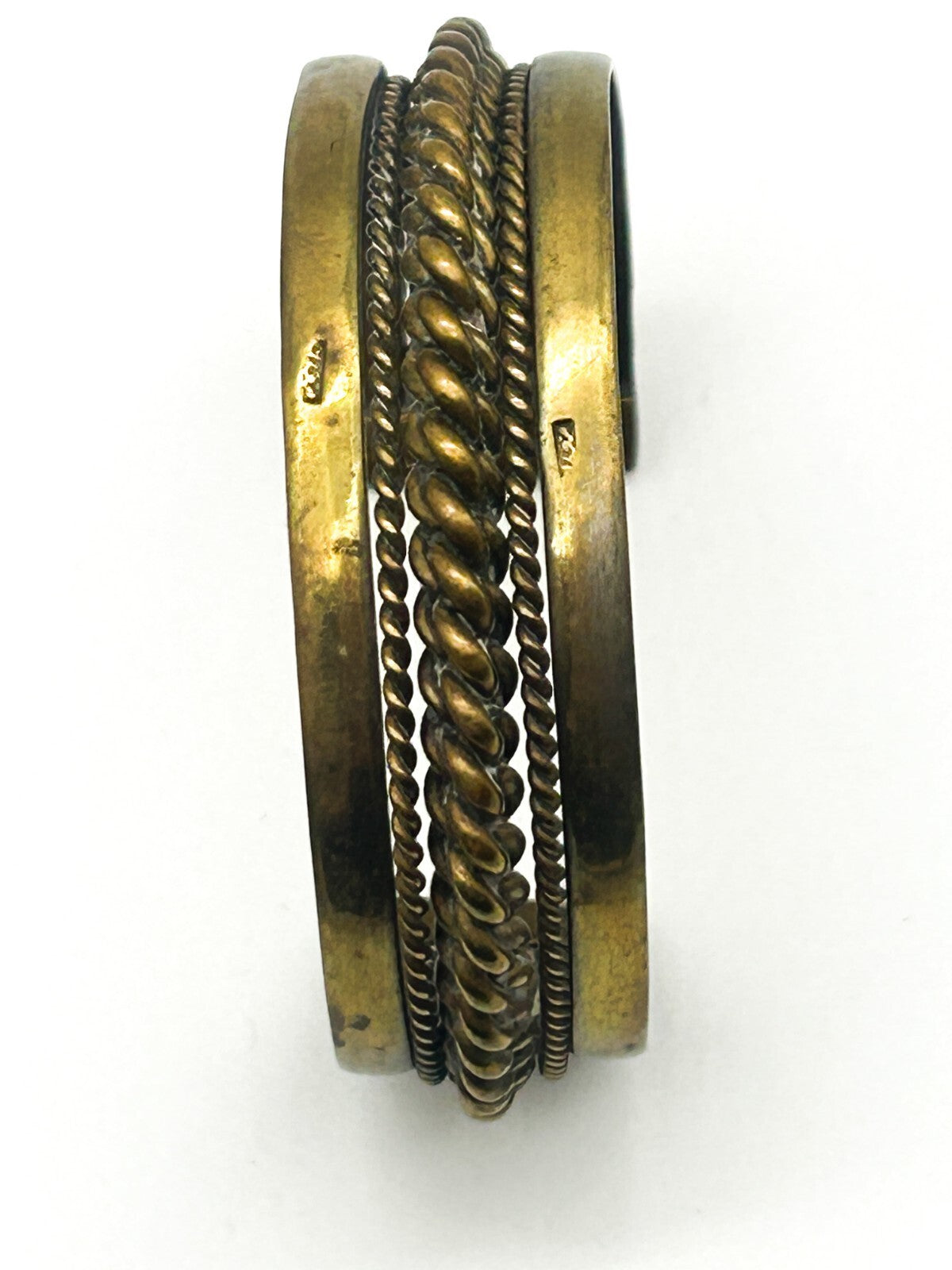 Vintage Bedouin Brass Cuff Bracelet Sinai Bohemian Rope Statement Bangle