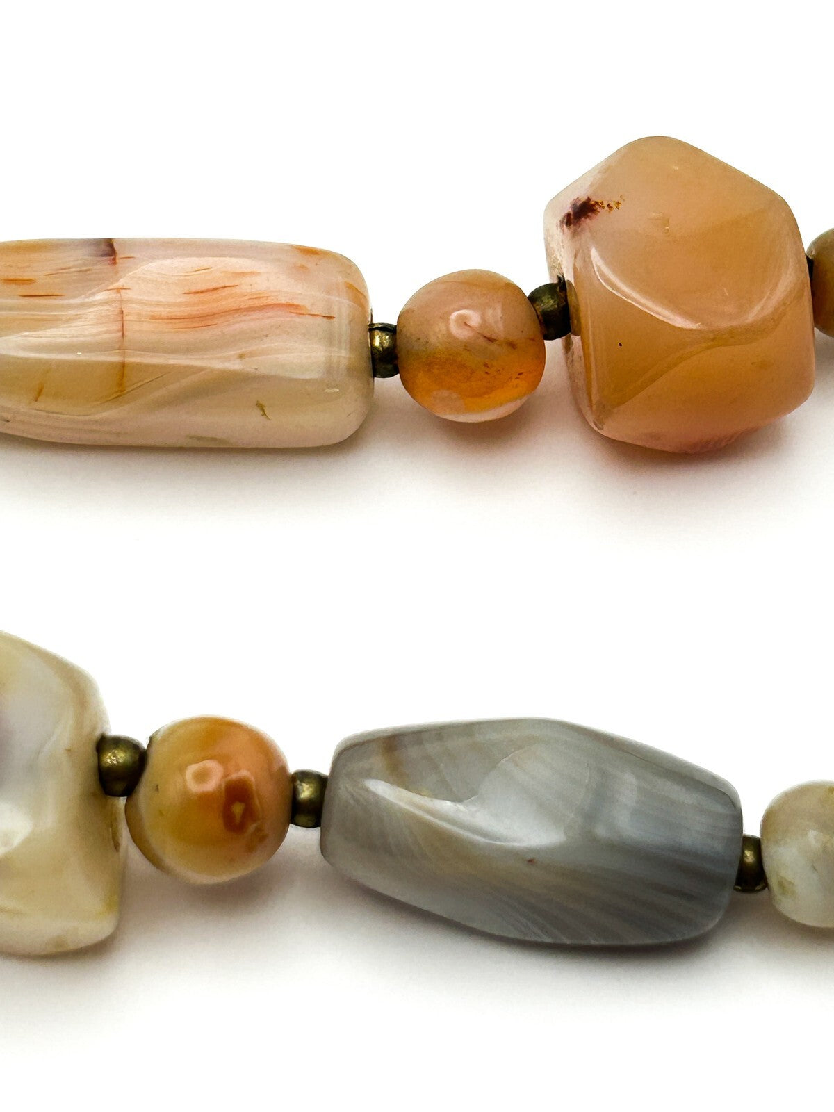 Vintage Mixed Agate Chunk Beaded Necklace - Boho Beggar Beads Gemstone