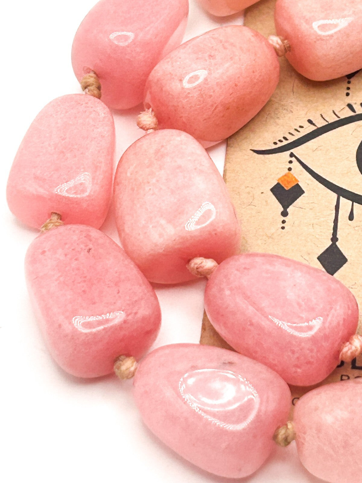 Lola Rose Pink Jade Chunk Necklace – Adjustable Cord boho