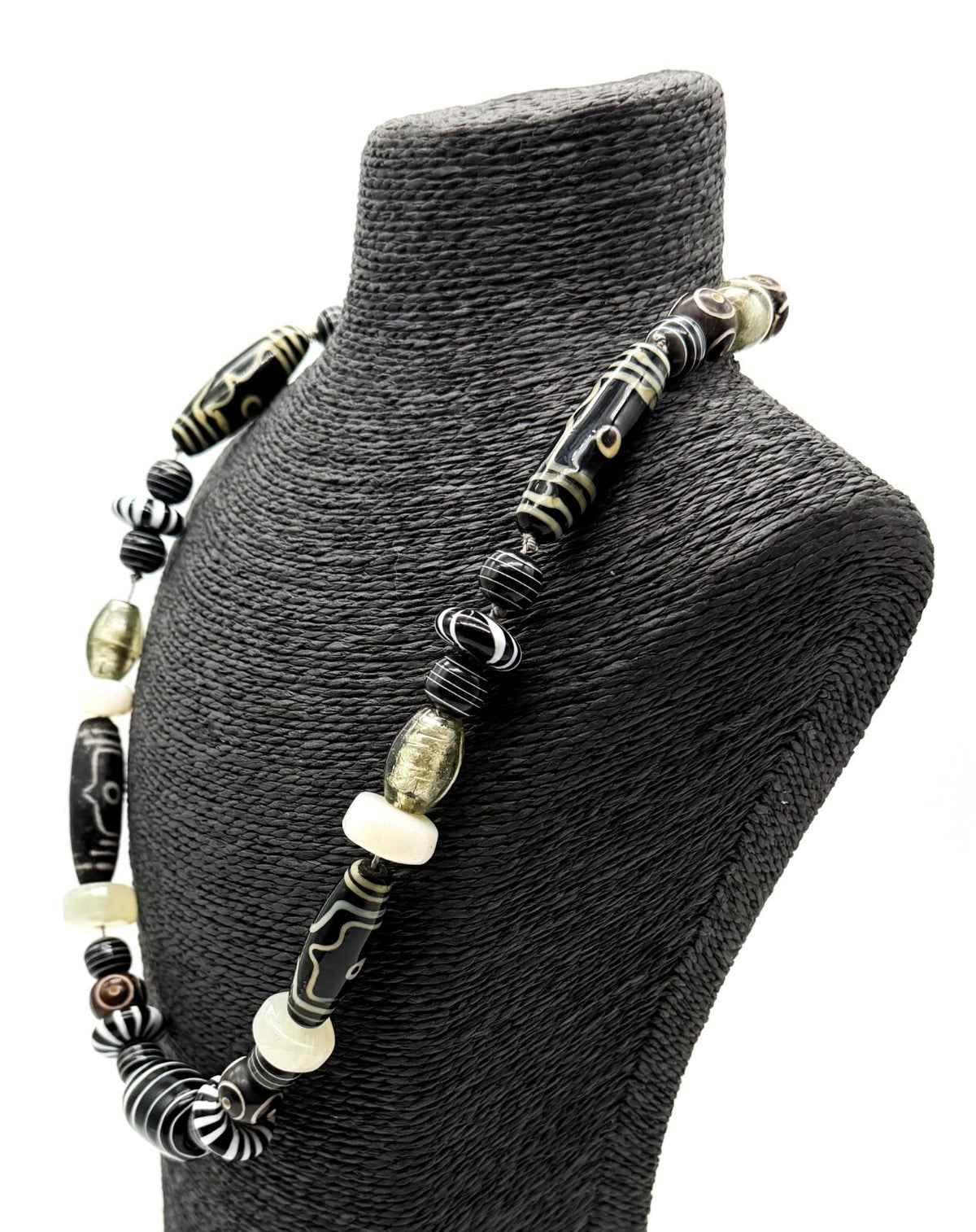 Vintage Tibetan Dzi Bead Necklace Tribal Boho Statement 25”
