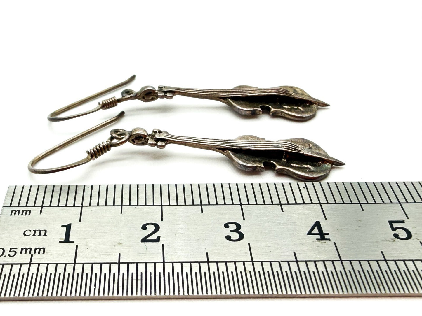 Sterling Silver 925 Double Bass Earrings Strings Instrument Novelty Music Gift
