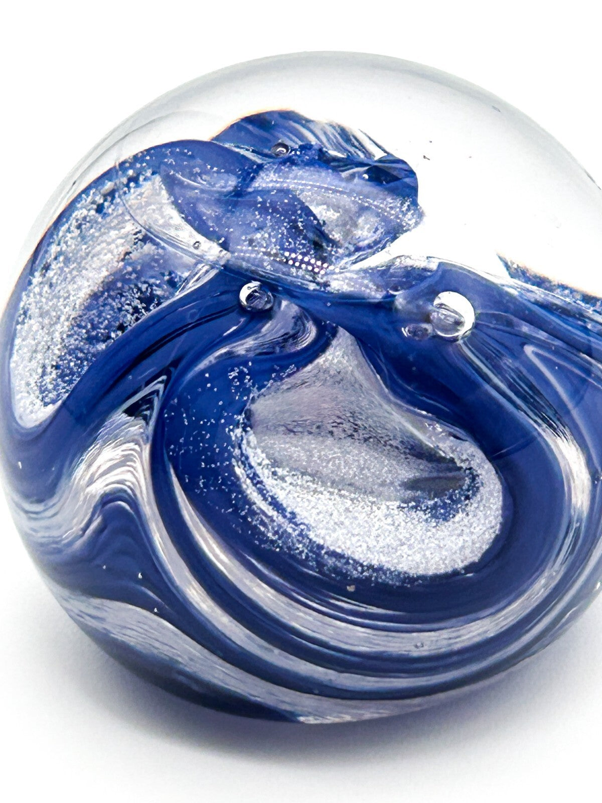 Vintage 1999 Signed SGL Blue Swirl 'Flourise' Paperweight Art Glass