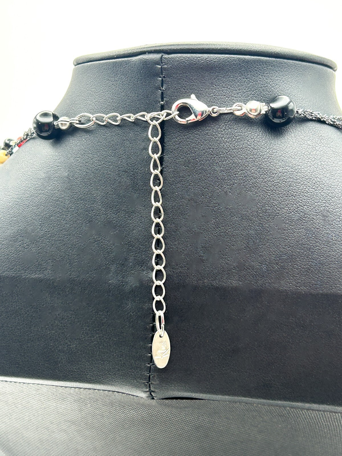 Vintage Klass Multi Strand Necklace Red Black Beige Acrylic Statement Necklace