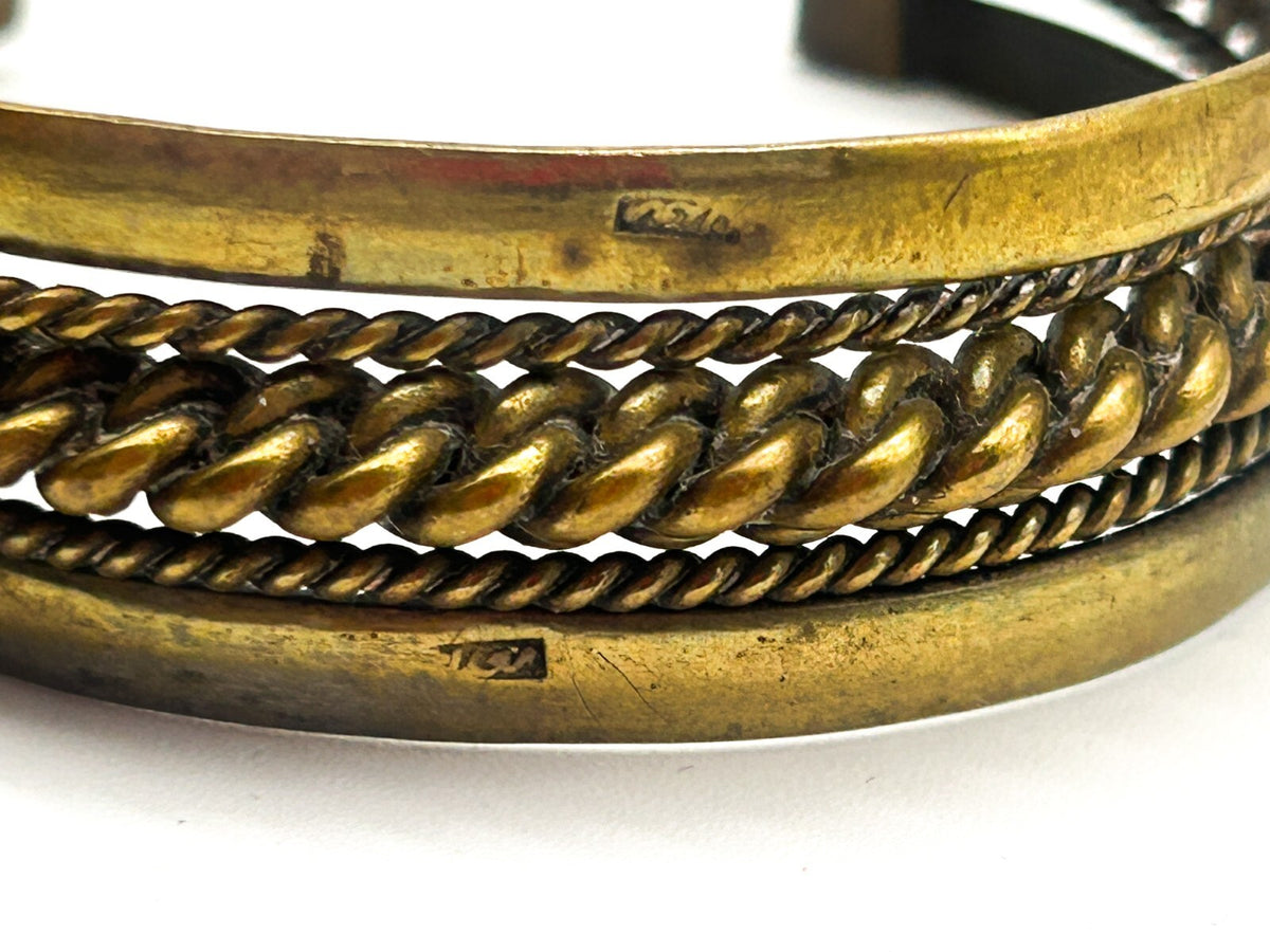 Vintage Bedouin Brass Cuff Bracelet Sinai Bohemian Rope Statement Bangle