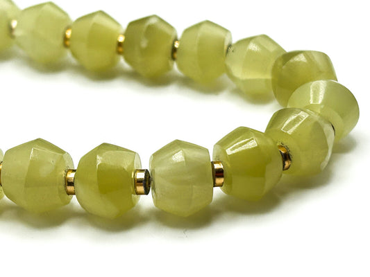 Vintage Lemon Yellow Agate Beaded Long Semi Precious Gemstone Necklace Boho