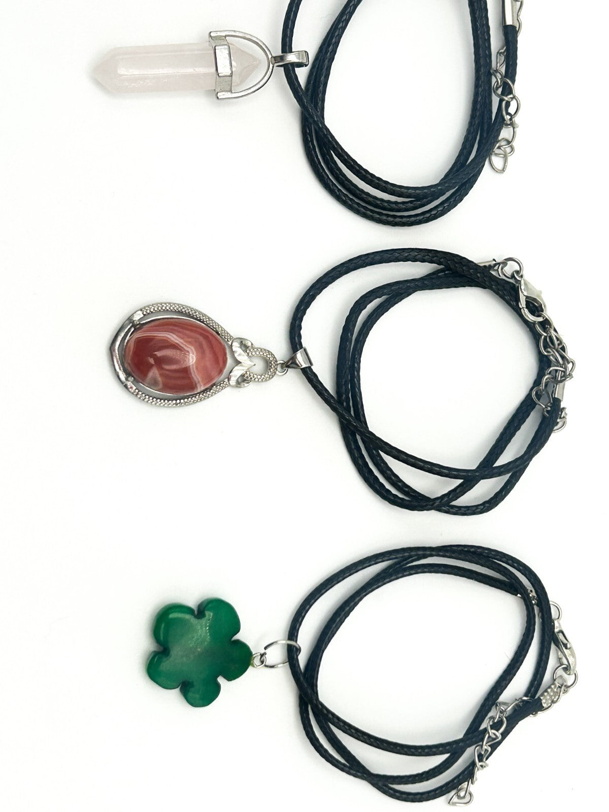 Gemstone Pendant Necklace Bundle – Rose Quartz, Agate, Aventurine