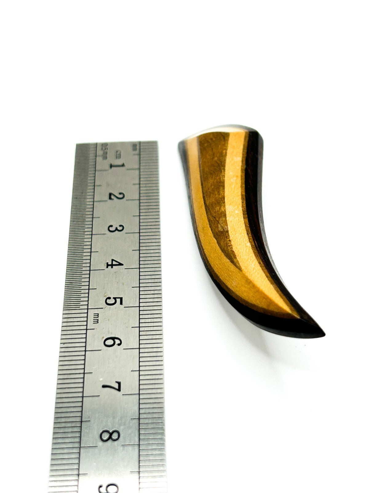Vintage Modernist Wood Brooch Three Tone Abstract Curved MCM 60s-70s Jewellery