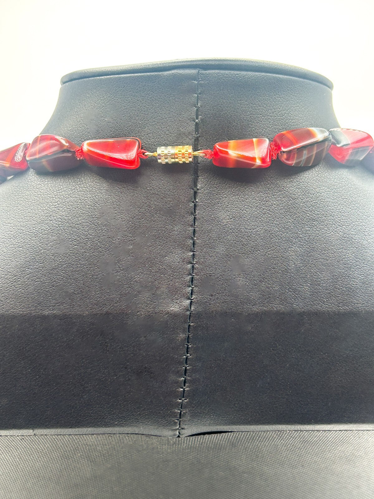 Vintage MCM Red Bohemian Czech Art Glass Necklace - Boho