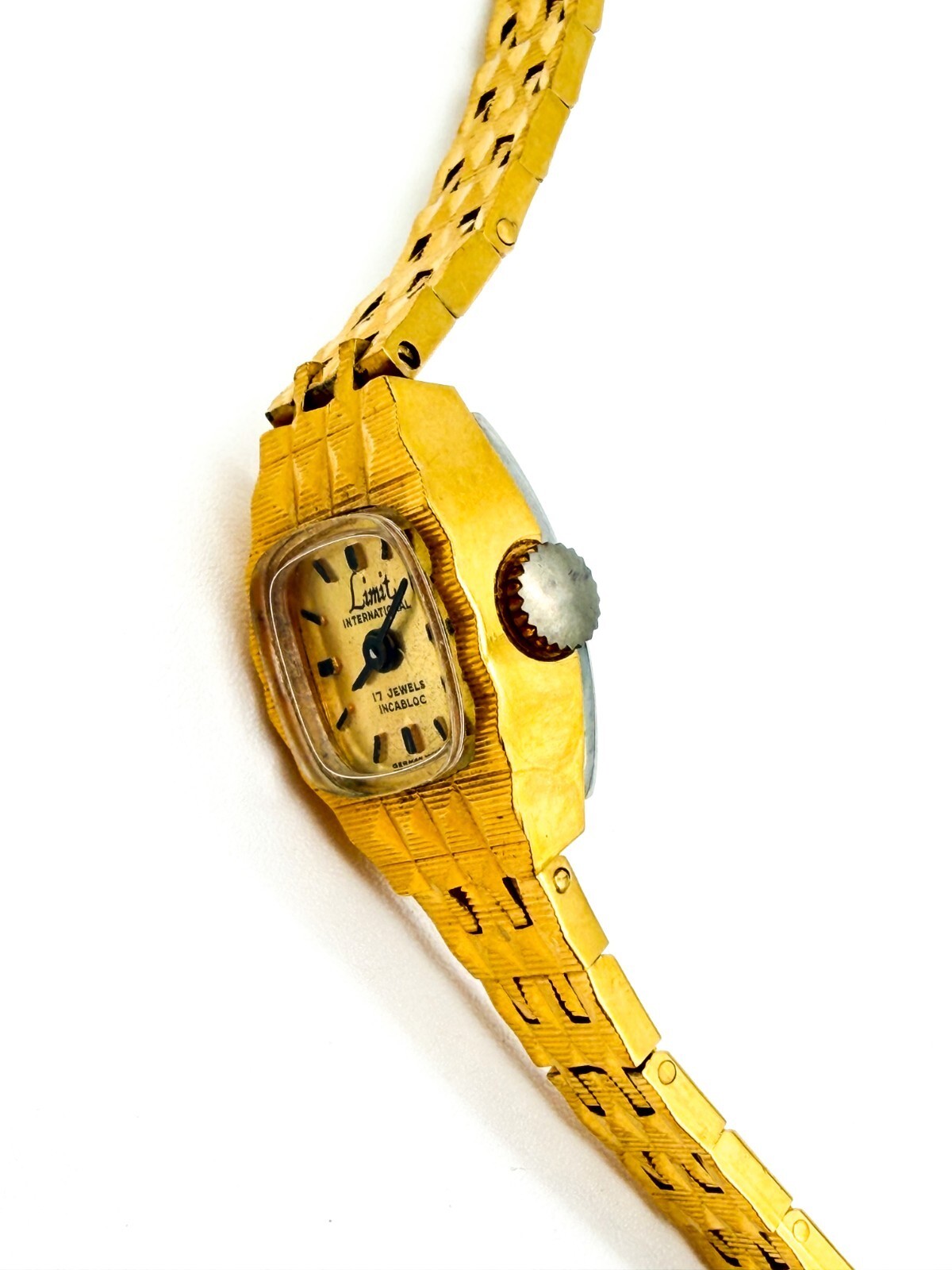 Vintage 1970s Limit International 17 Jewels Incabloc Ladies Wristwatch Gold Tone