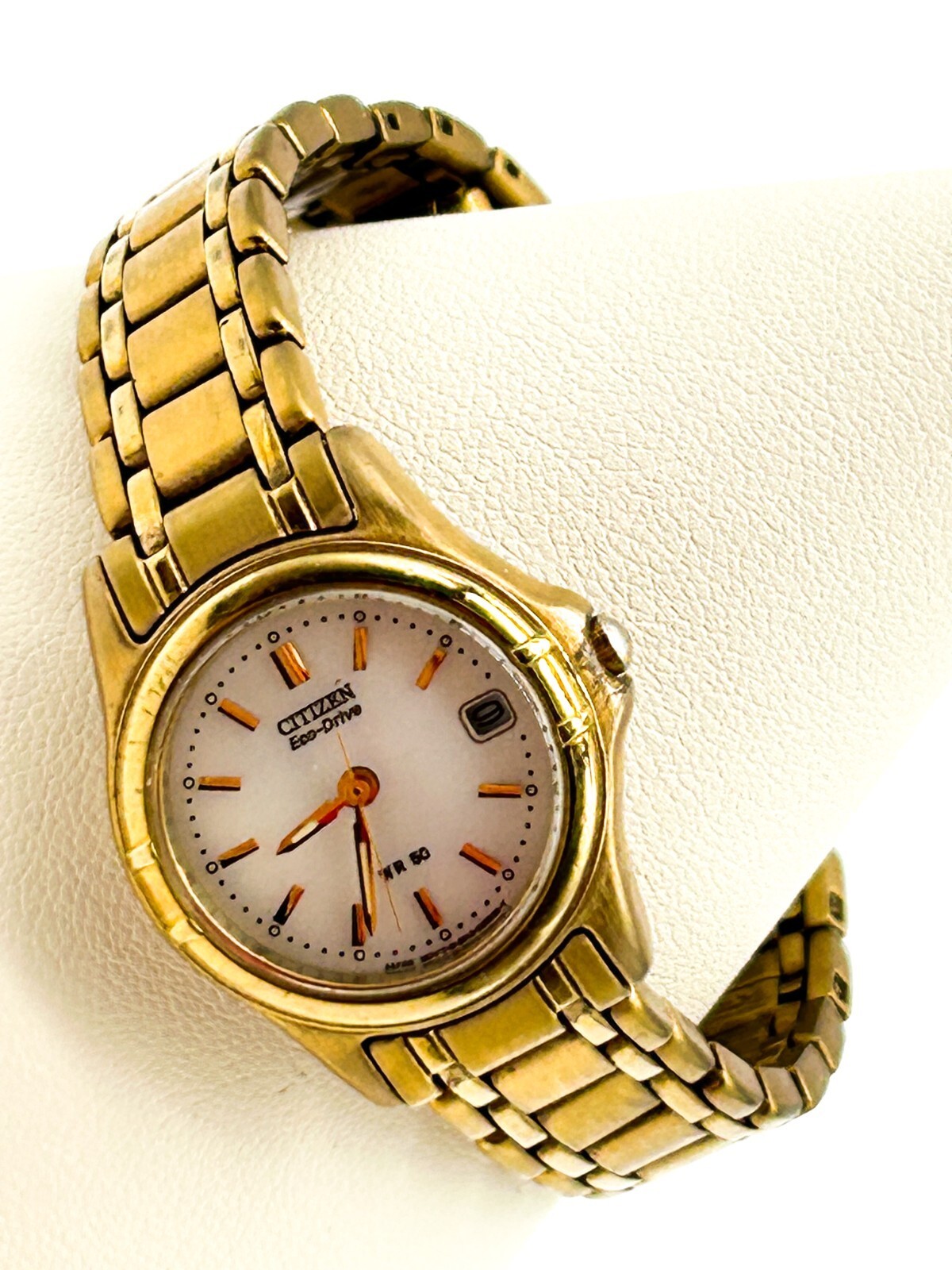 Citizen Eco Drive Ladies Gold Tone Watch Date Bracelet WR50 Japan Analogue