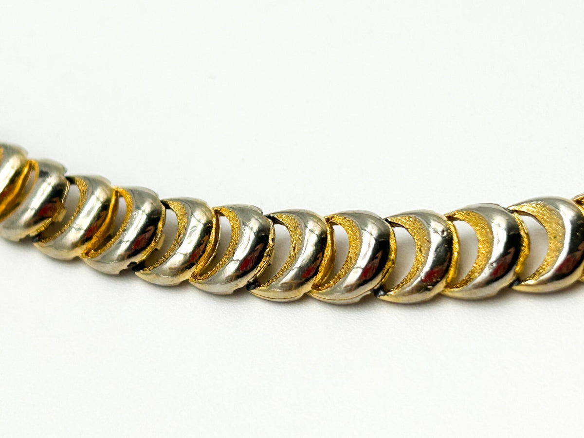 Vintage Gold Tone Semi Circle Crescent Moon Link Bracelet Articulated Bracelet