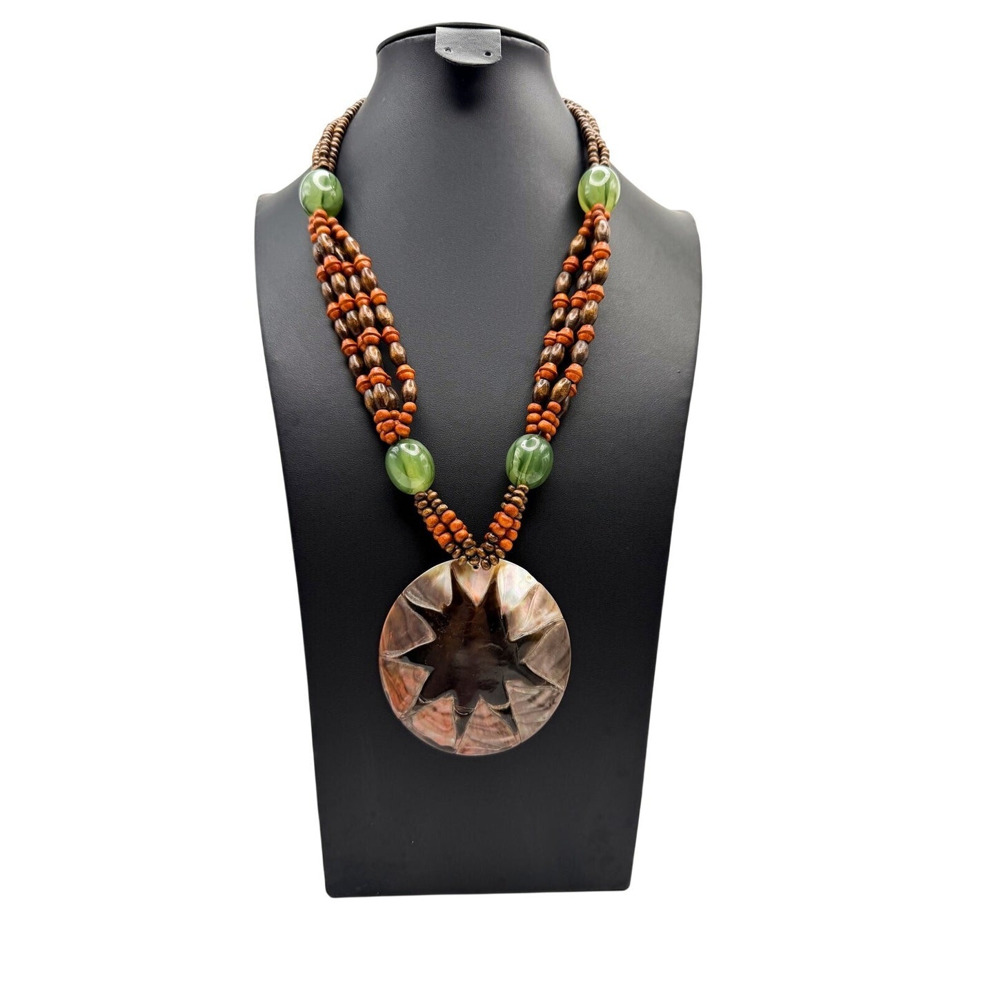 Abalone Shell Star Statement Boho Pendant Necklace 23" Coastal-inspired