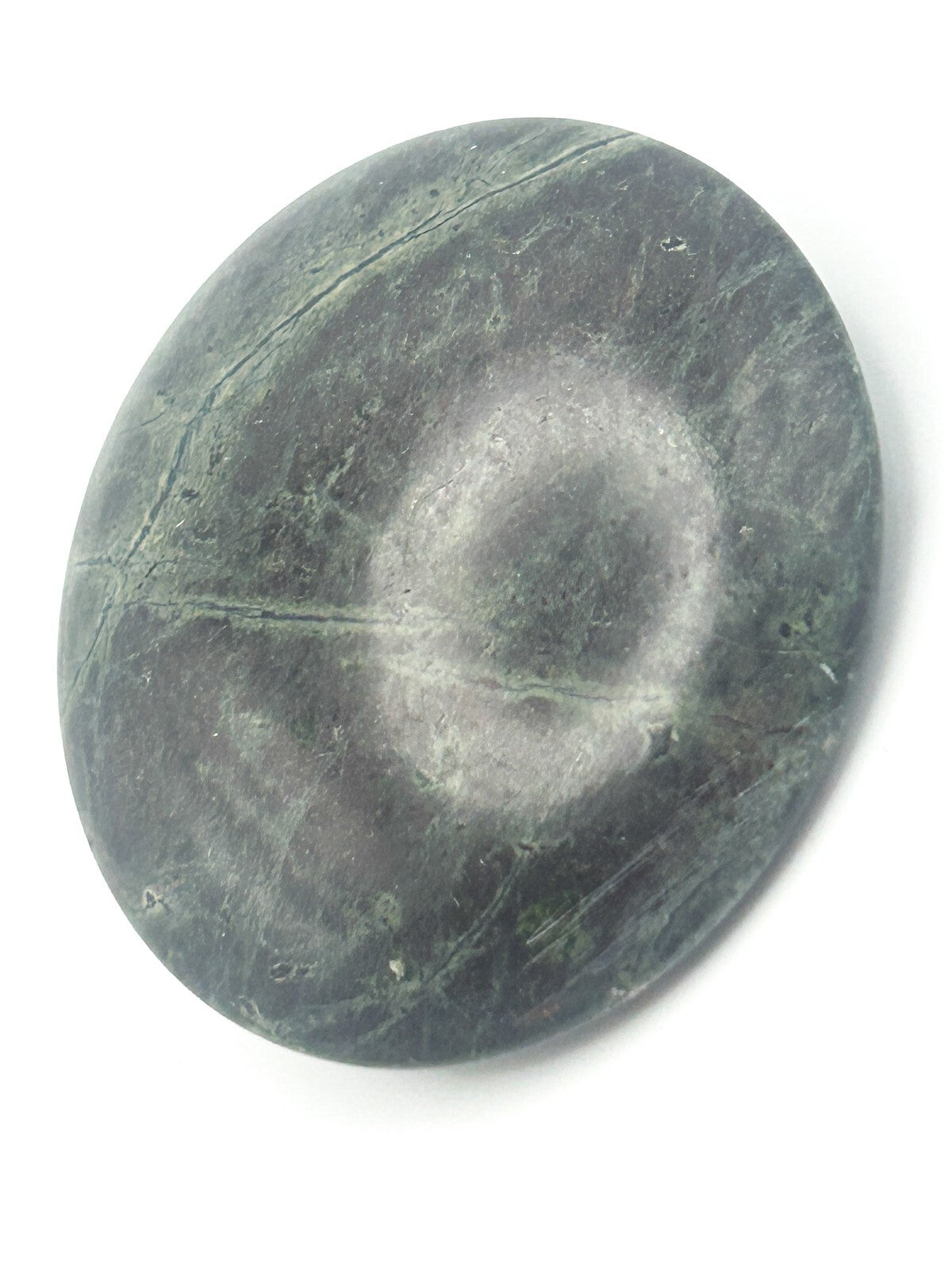 Vintage Semi-Precious Moss Agate Brooch - Circular and Domed Gemstone