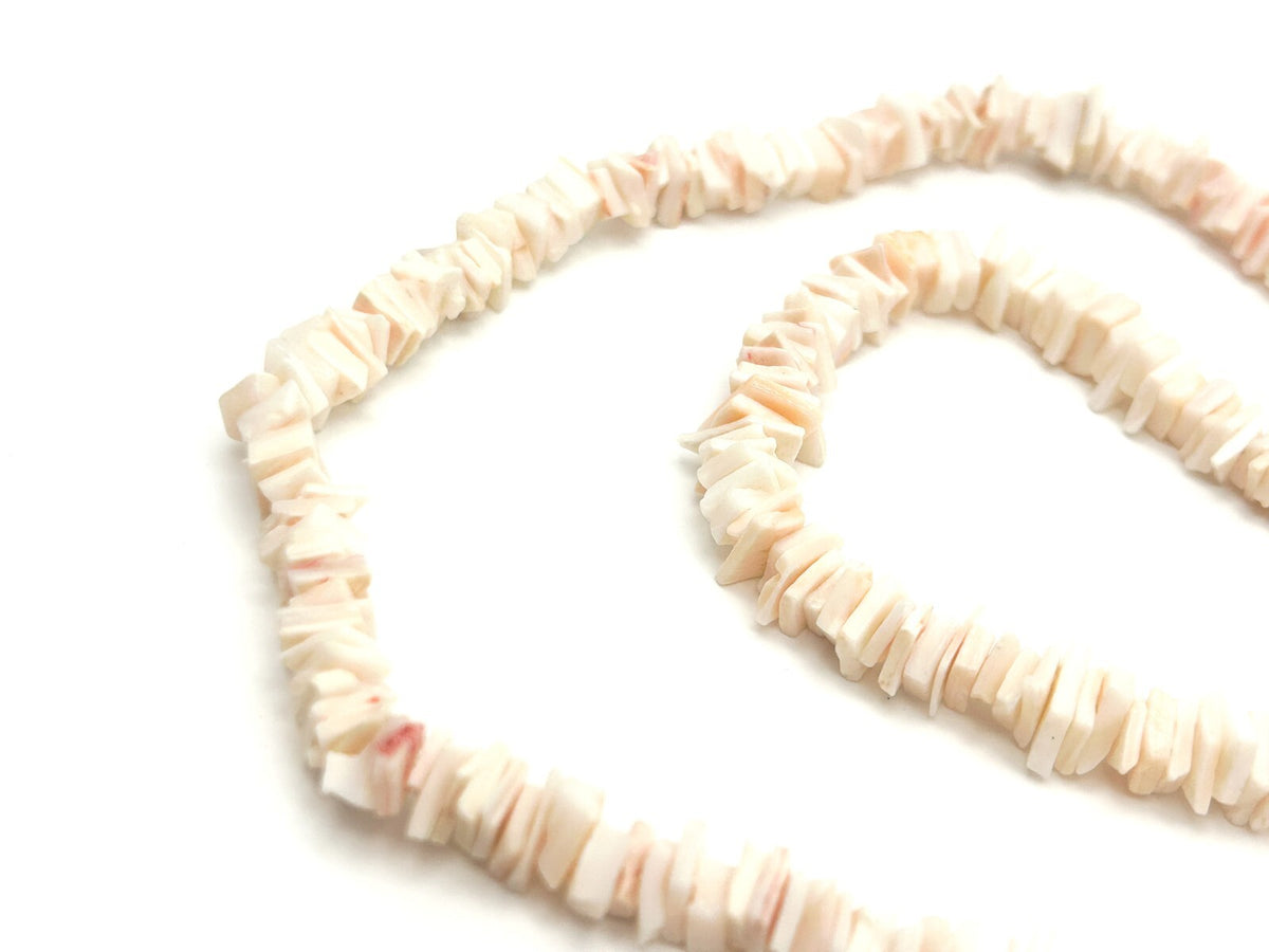 Vintage Pale Pink Shell Chip Necklace & Bracelet - Beach Sea Boho Surf
