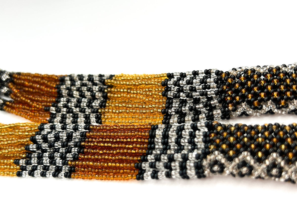 Vintage Hand Woven Seed Bead Necklace 16 Strand Geometric Artisan Jewellery