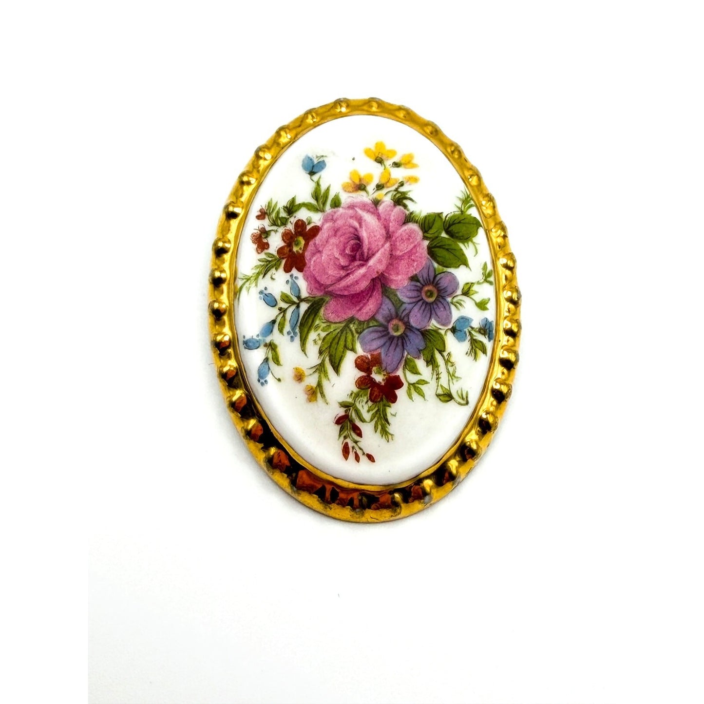 Vintage (60s-70s) Fine Bone China Countess Brooch – Hand-Painted Floral Design