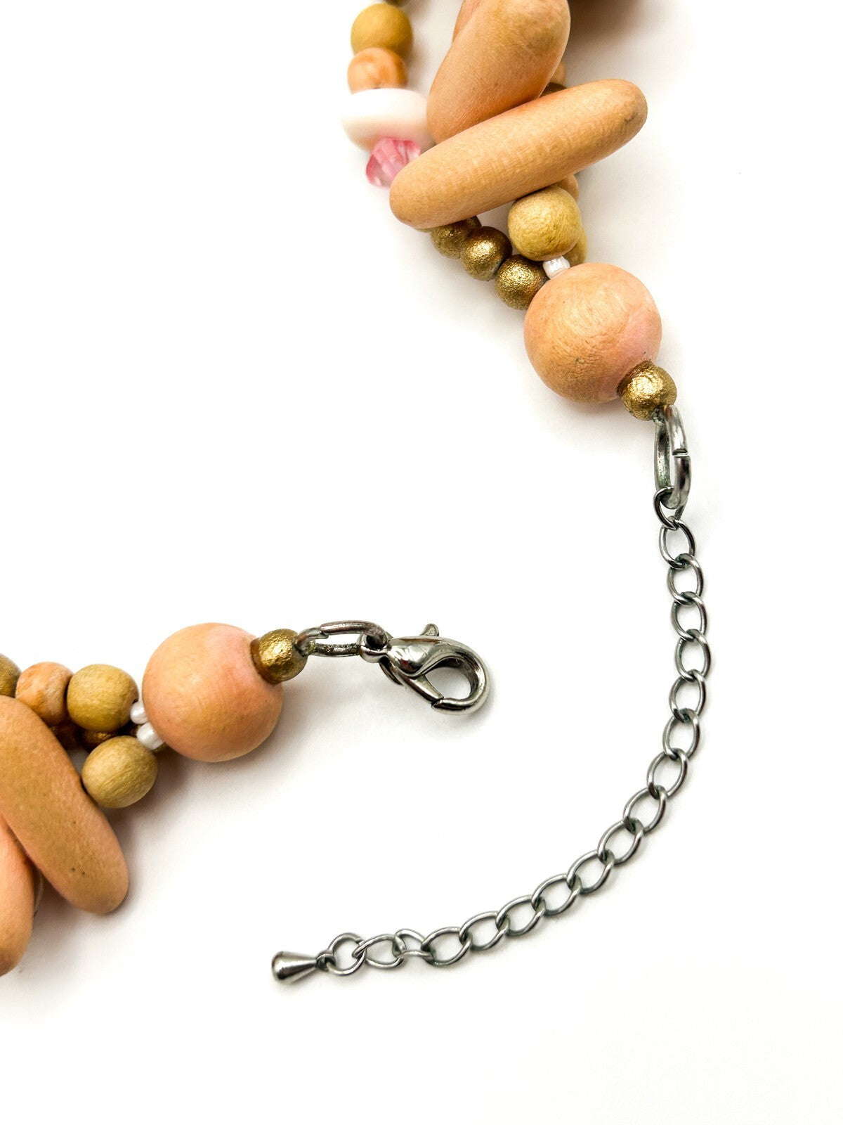 Three-Strand Pink-Peach Pastel Beaded Torsade Necklace – 17”