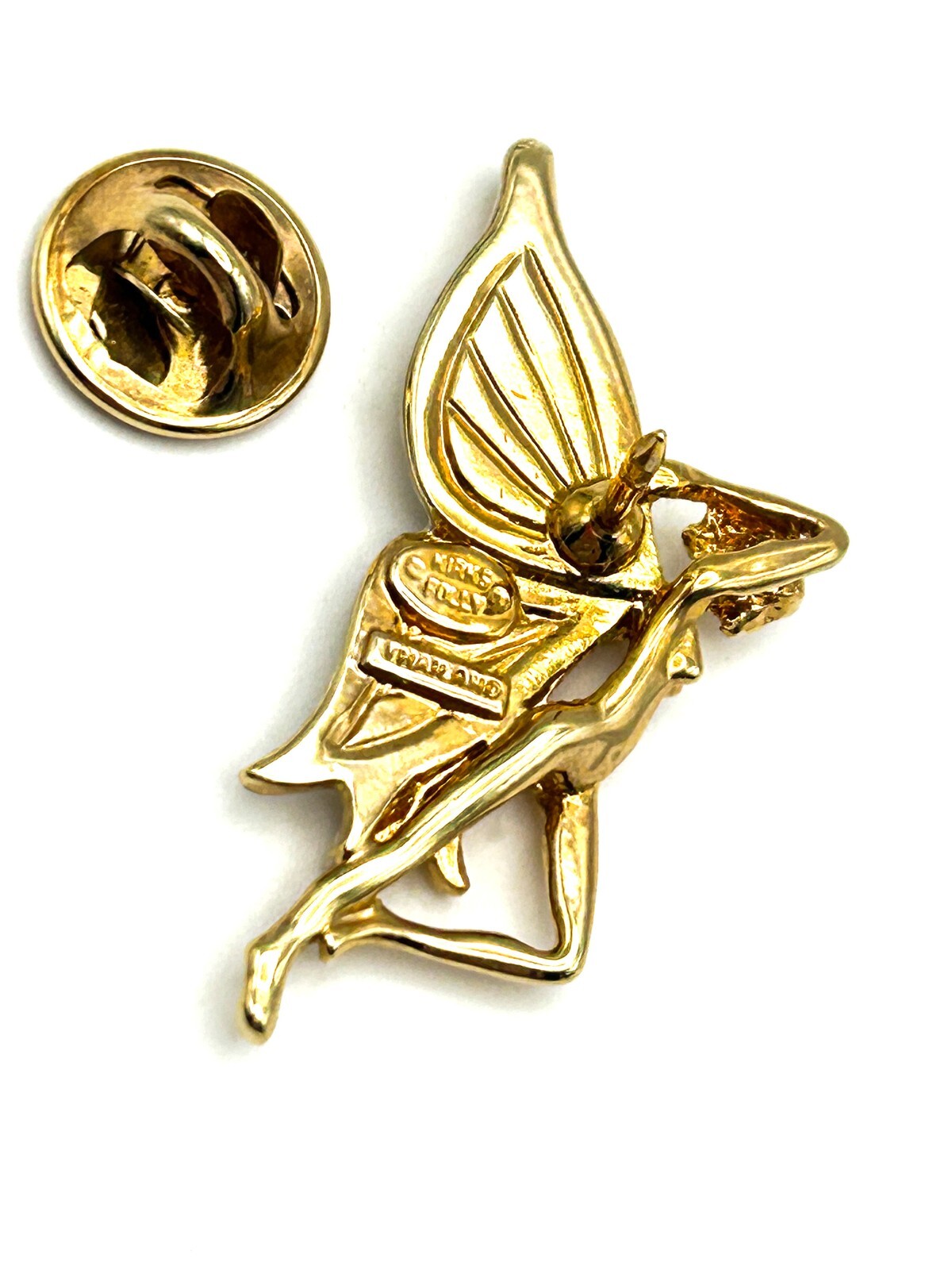 Kirks Folly Winged Fairy Brooch Enamel Gold Tone Pin Whimsical Signed