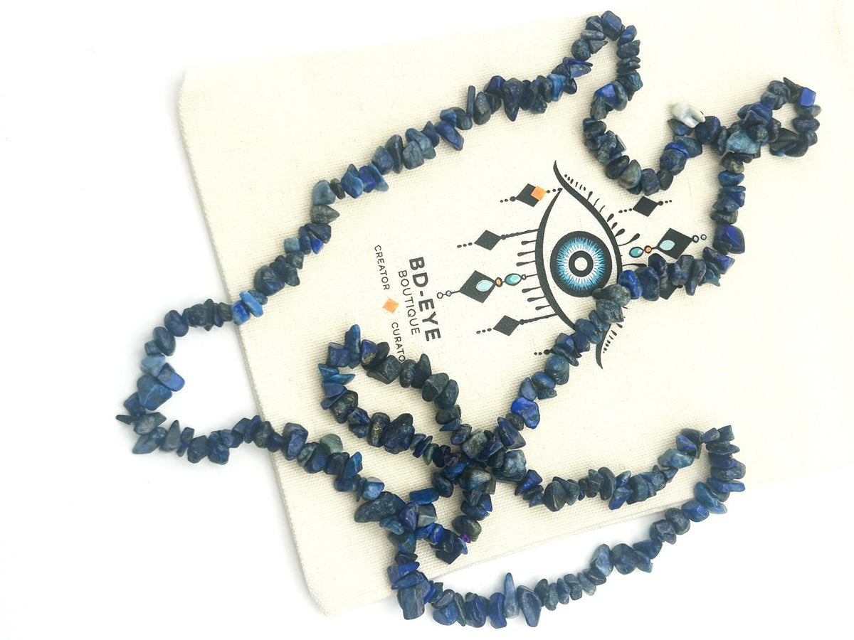 Lapis Lazuli & Sodalite Semi-precious Gemstone Chip Necklace  Bracelet Set
