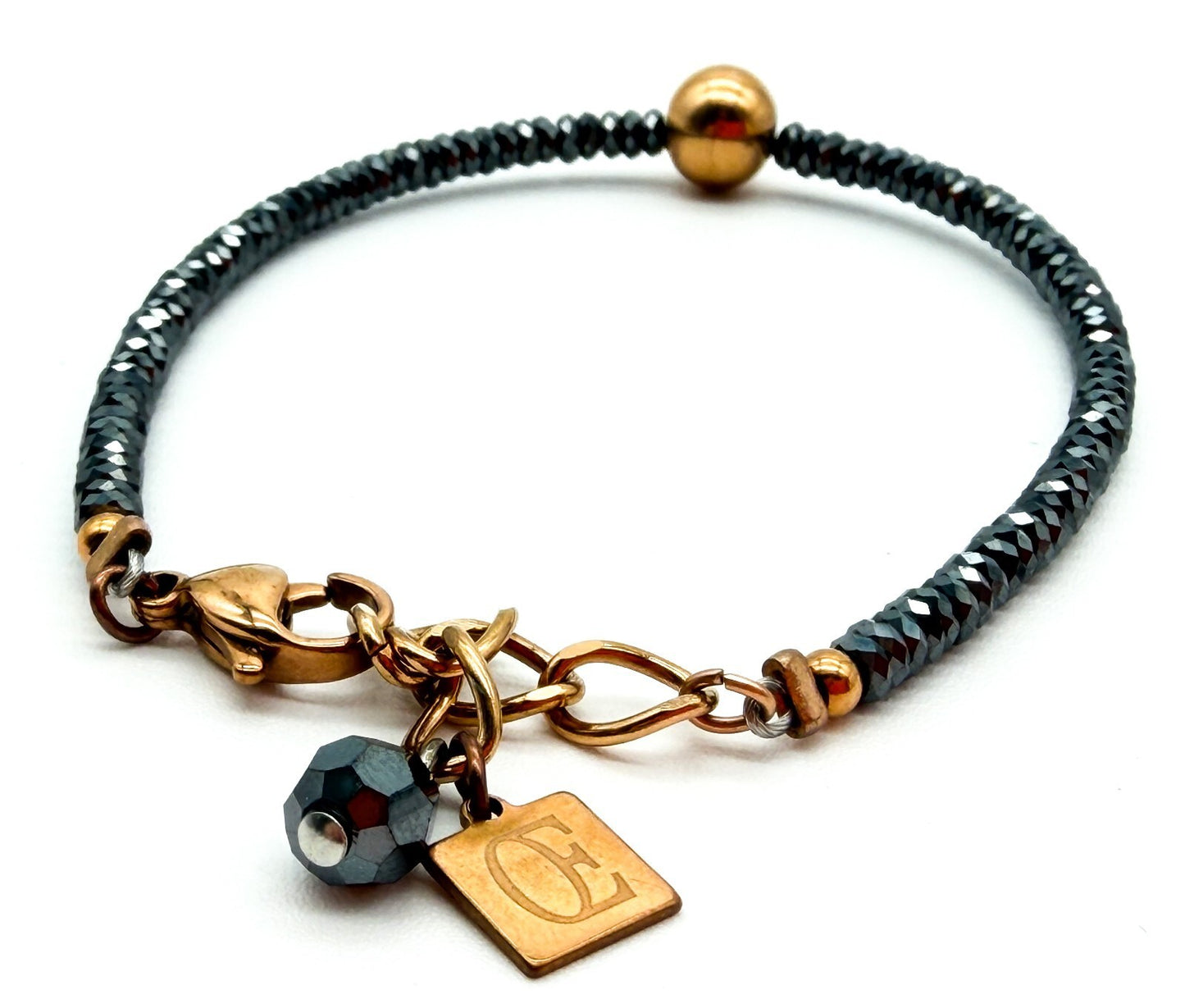 Coeur De Lion Bracelet Hematite Titanium Oxide Rose Gold Plated Elegant