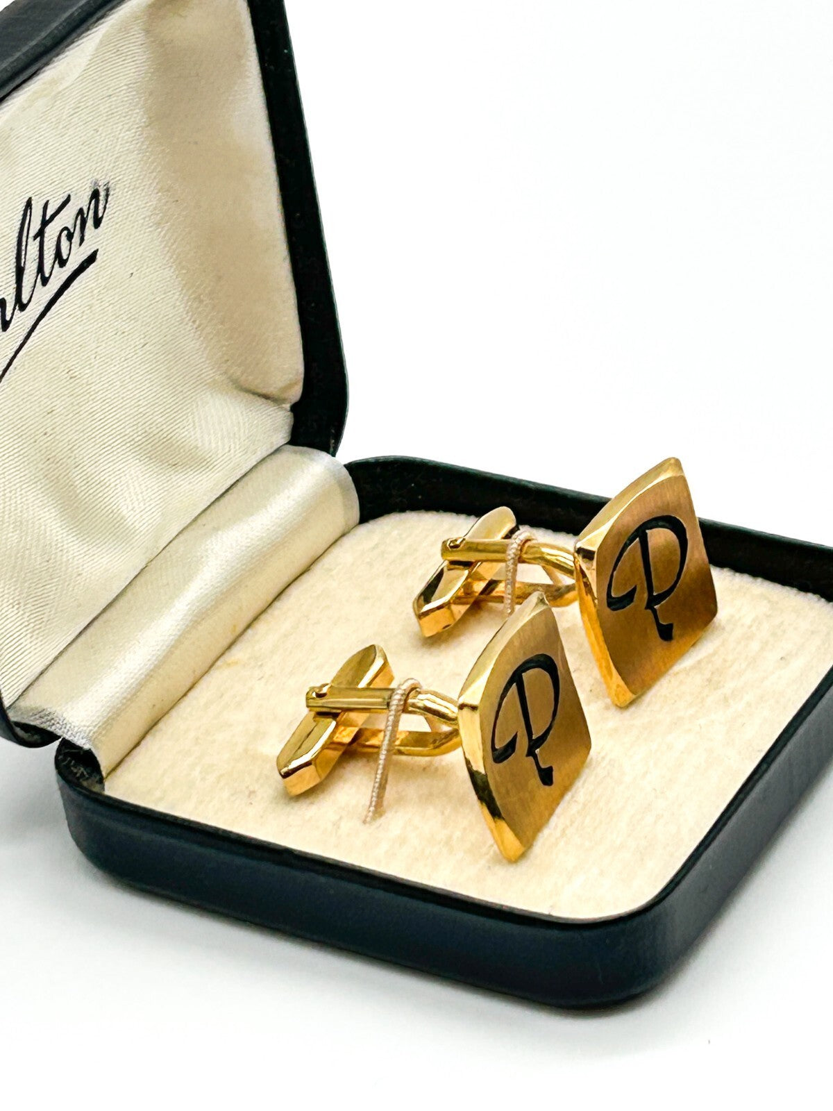 Vintage Carlton Gold Tone Initial P Cufflinks Boxed - Mens Formal Wear