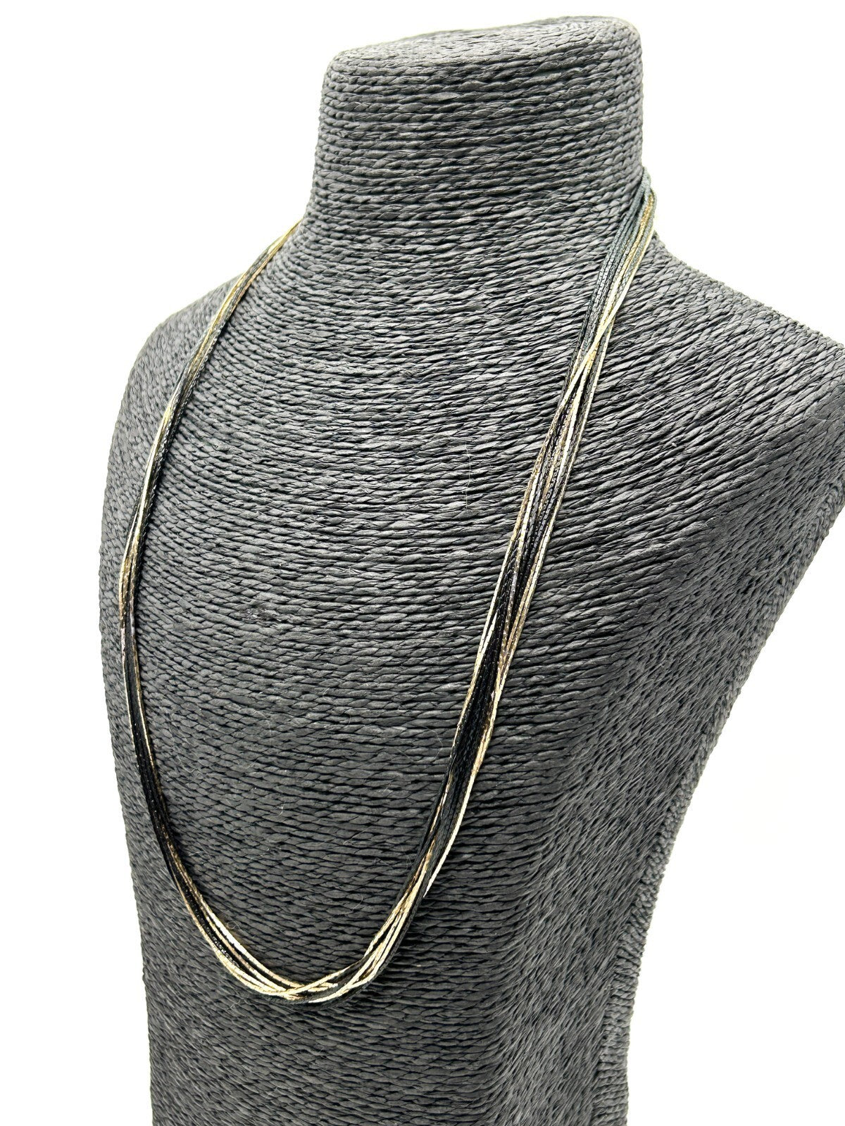 Vintage Black Gold Multi Strand Chain Layered Long Necklace Statement
