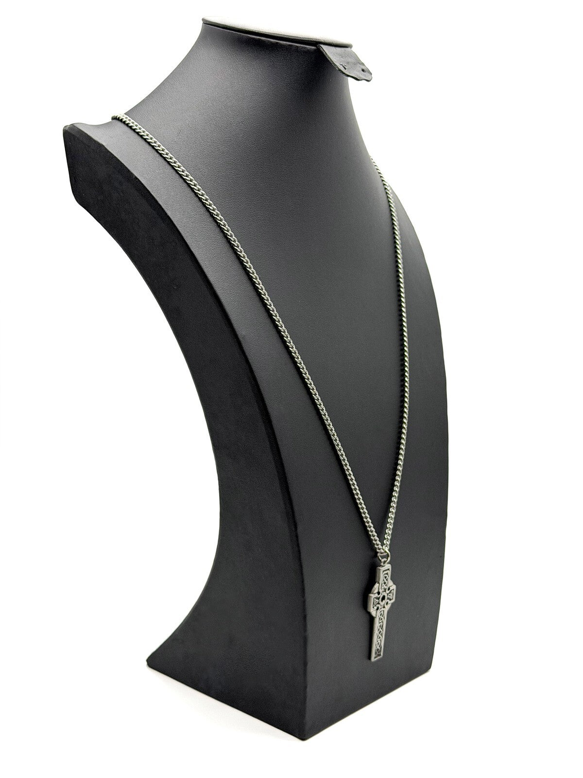 Pewter Celtic Knot Cross Necklace on Silver Tone Chain