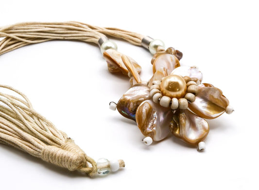 Layered Mother of Pearl Flower Necklace