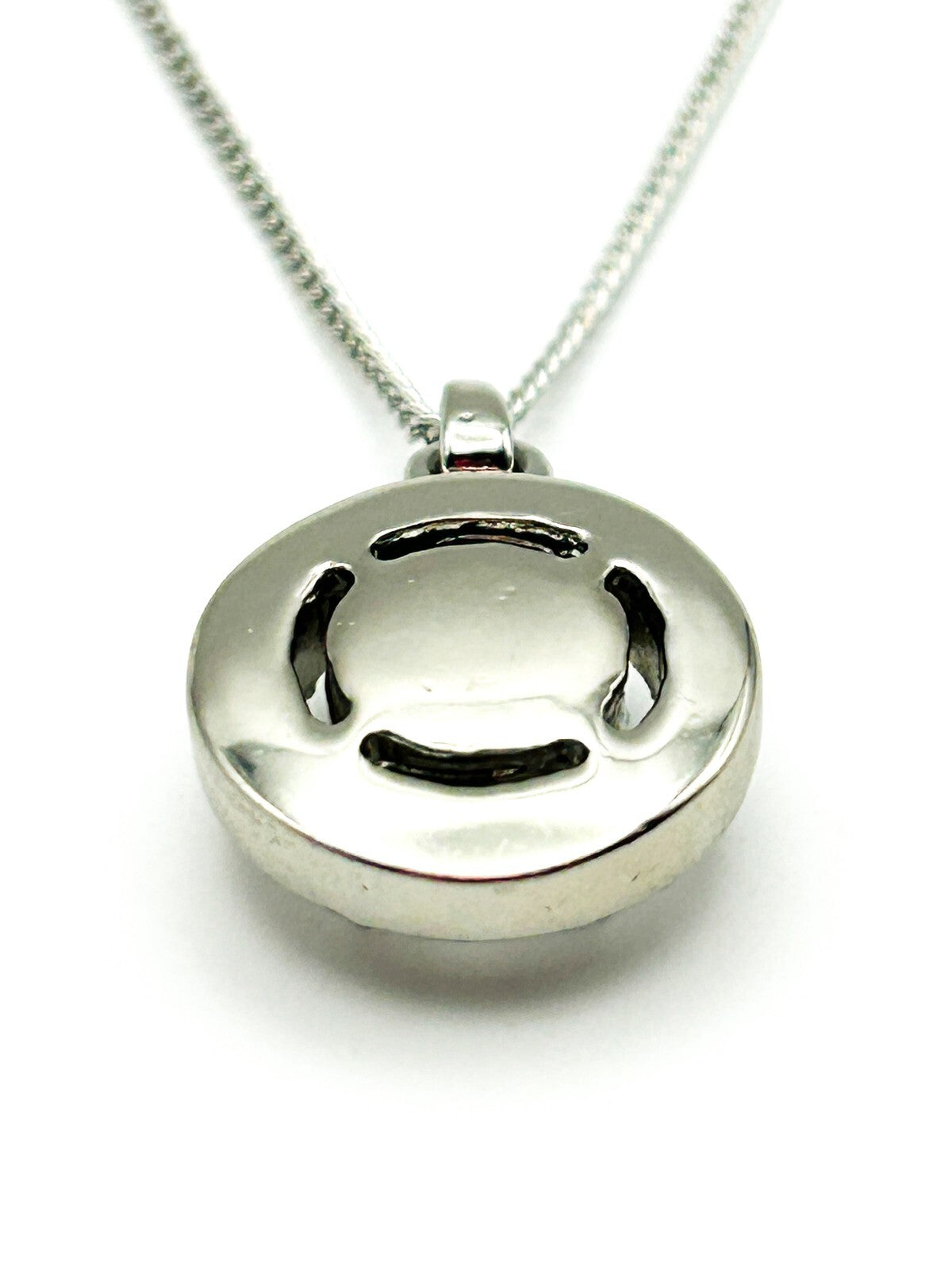 Silver Tone Crystal Halo Pendant Necklace – Round Solitaire with Pavé Frame