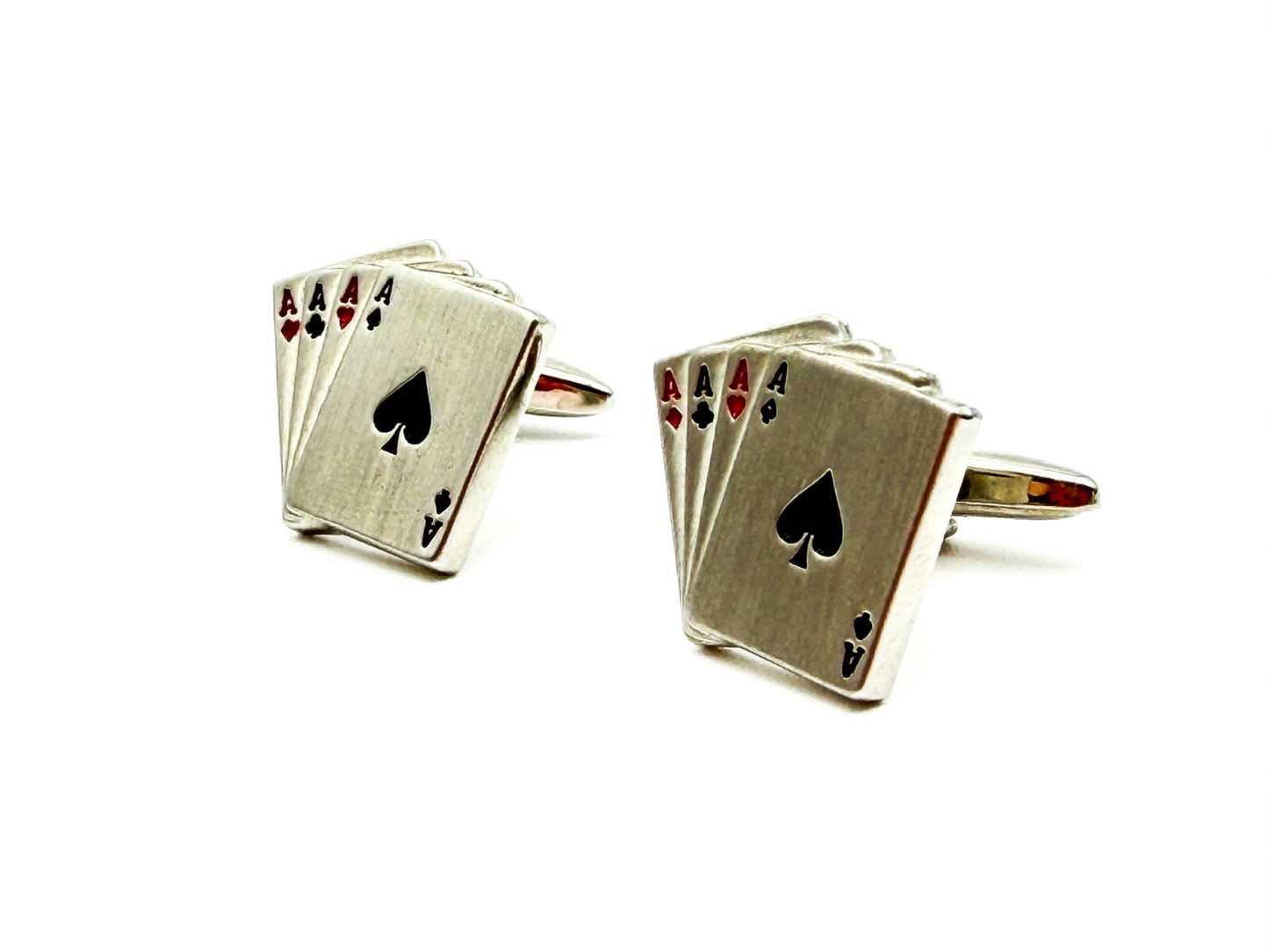 Thomas Nash Playing Card Novelty Cufflinks Silver Tone 4 Aces