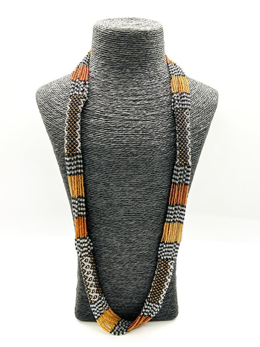 Vintage Hand Woven Seed Bead Necklace 16 Strand Geometric Artisan Jewellery