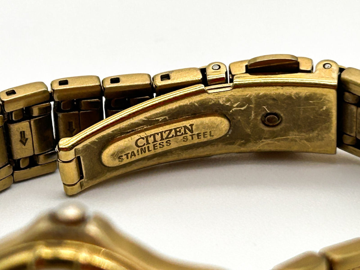 Citizen Eco Drive Ladies Gold Tone Watch Date Bracelet WR50 Japan Analogue