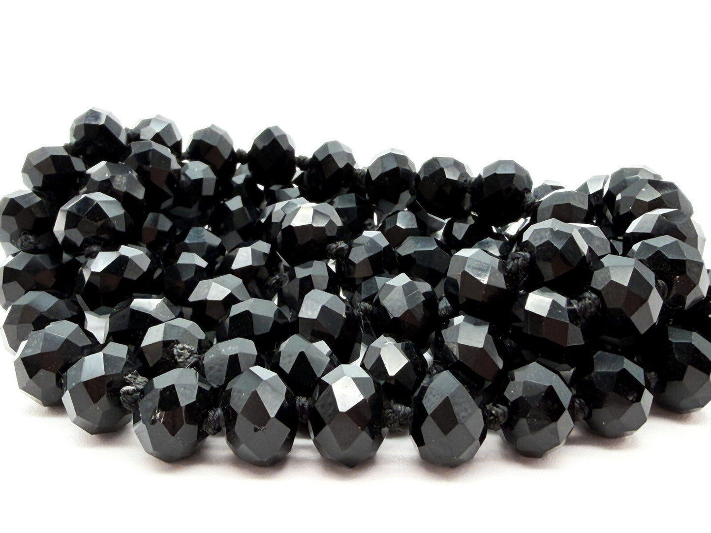 Faceted black glass necklace