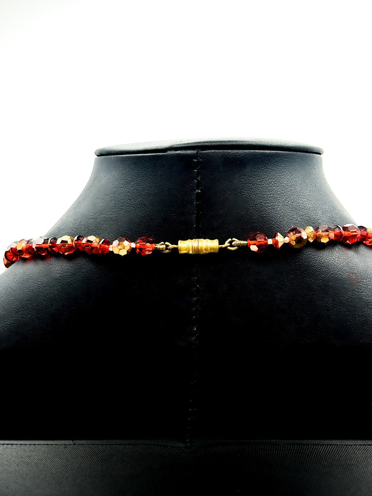Czech Glass Graduated Bead Necklace – Burnt Orange Faceted Fire Polished