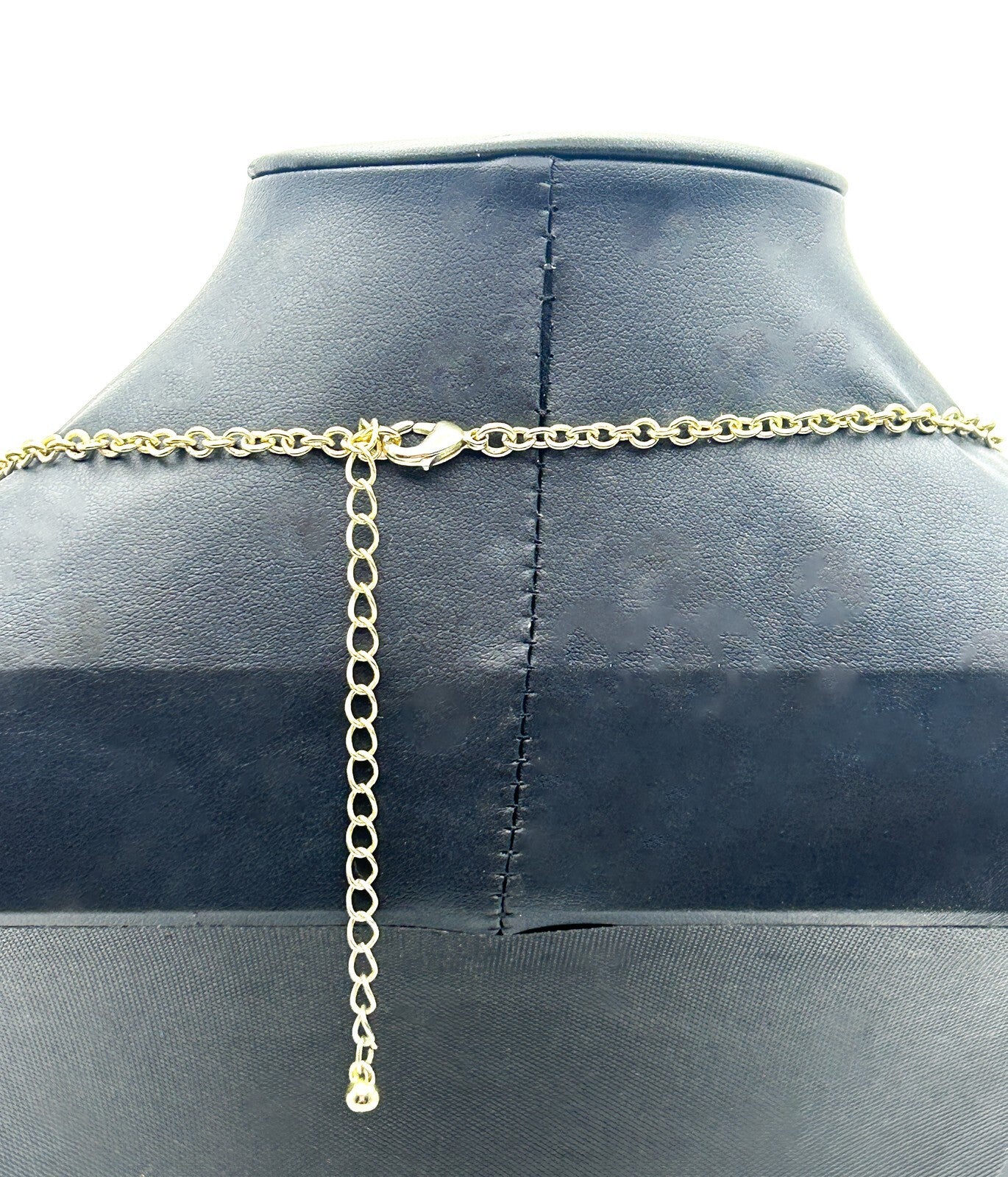 Y2K Gold Tone Statement Necklace Mother of Pearl Disc Hoop Bib Chunky 90s 2000s