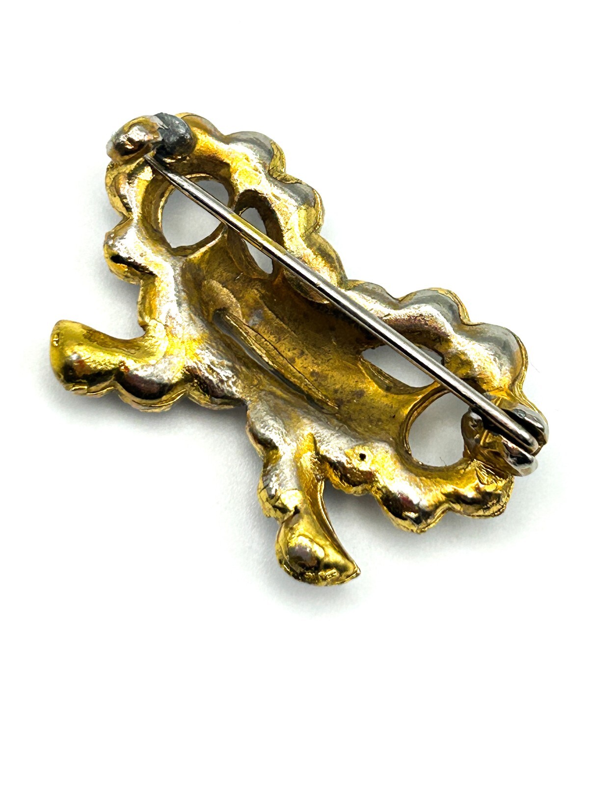 Vintage Mother Brooch 1960s Blue Rhinestone Bow Gold Tone Pin Retro Mum Mom